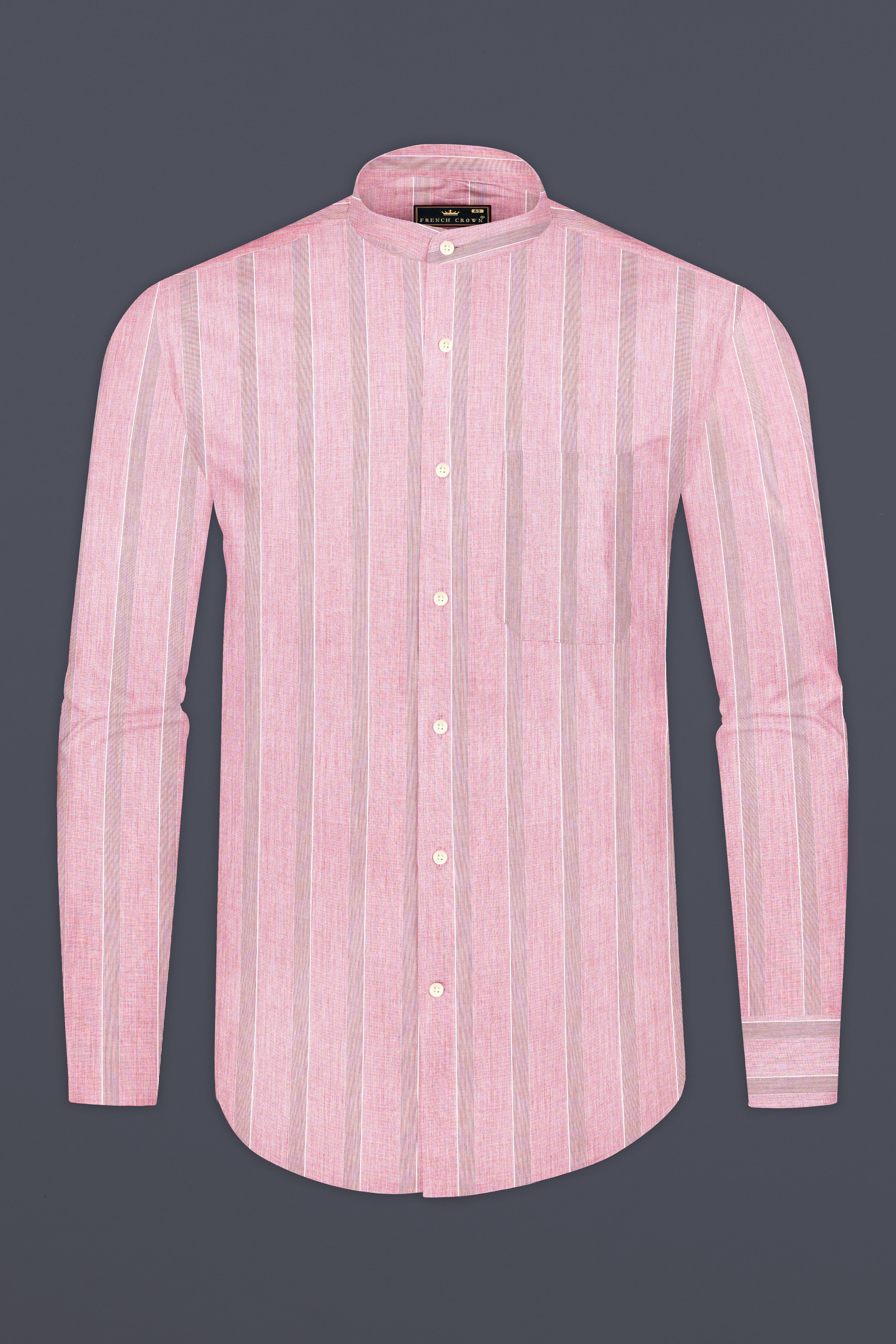 Kawaii Pink Striped Premium Giza Cotton Shirt