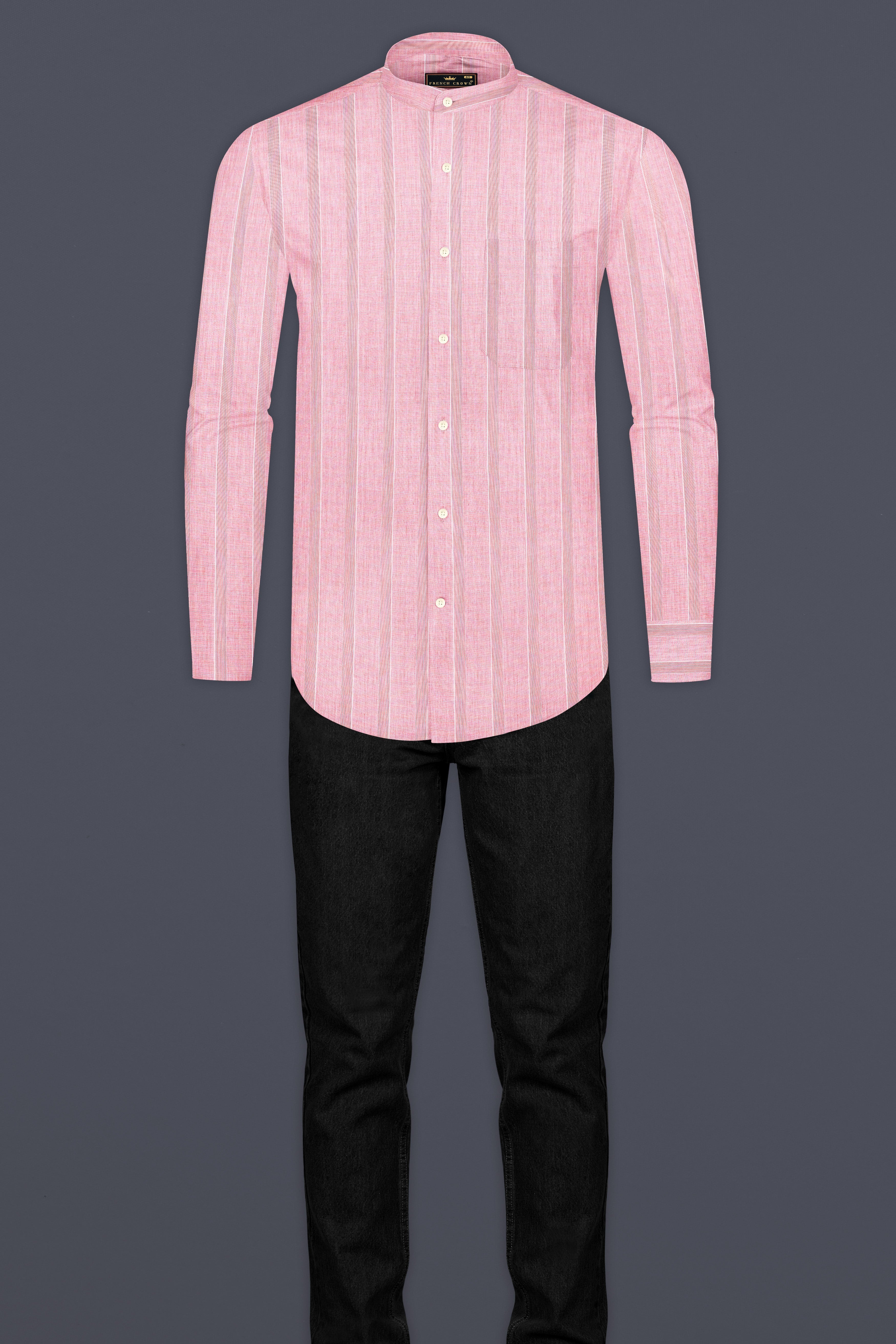 Kawaii Pink Striped Premium Giza Cotton Shirt