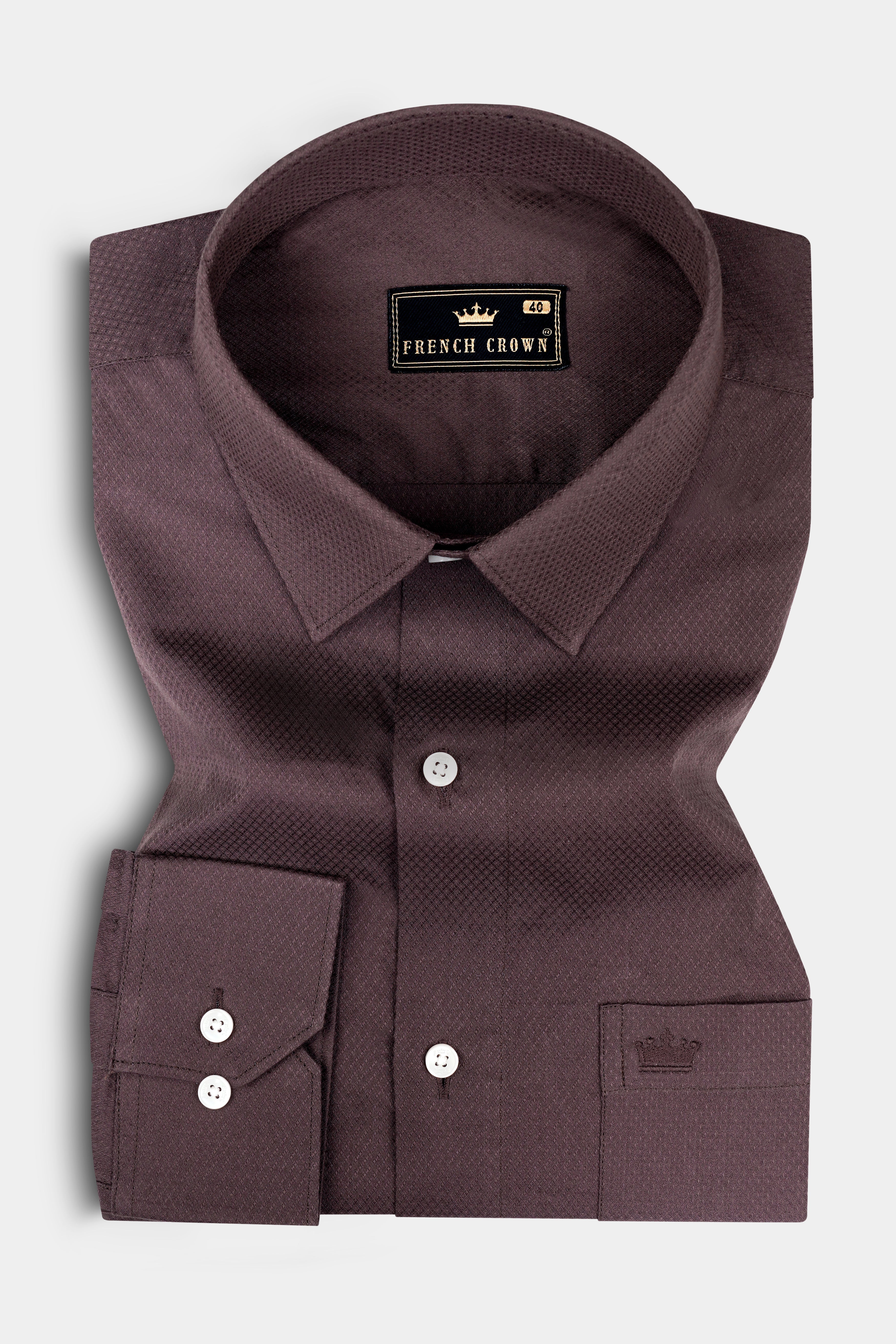 Matterhorn Brown Dobby Textured Premium Giza Cotton Shirt