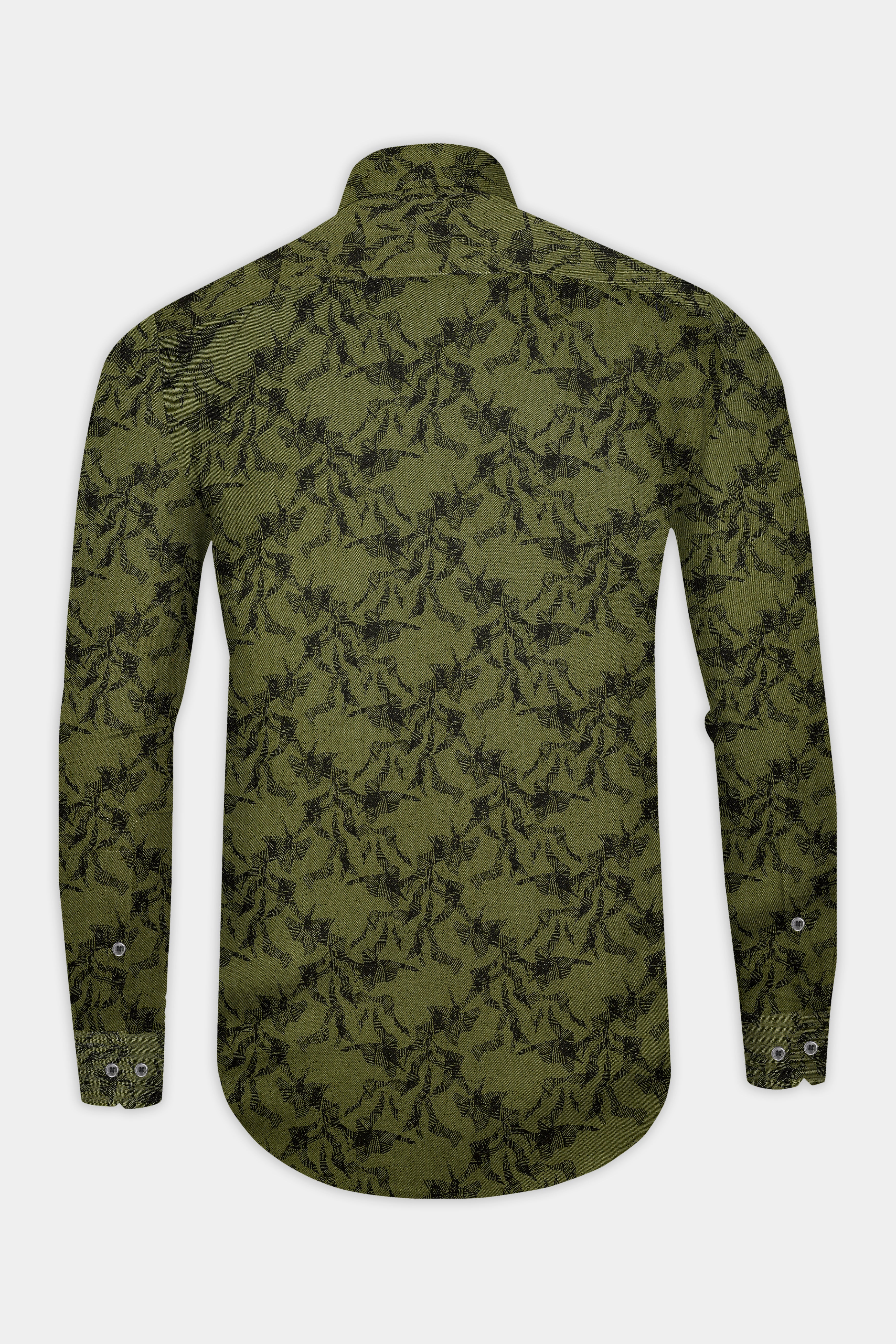 Rifle Green Printed Subtle Sheen Super Soft Premium Cotton Shirt