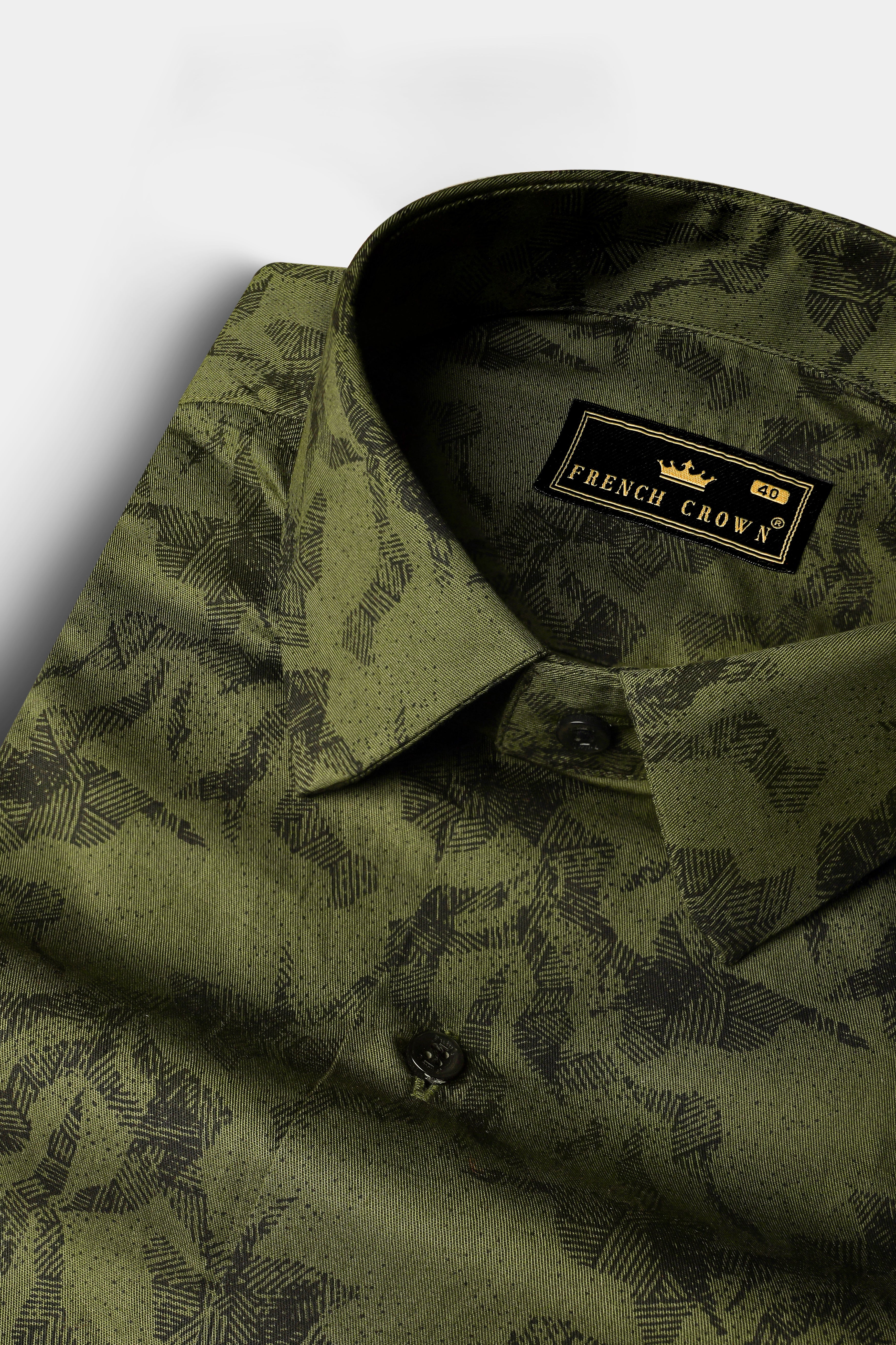 Rifle Green Printed Subtle Sheen Super Soft Premium Cotton Shirt