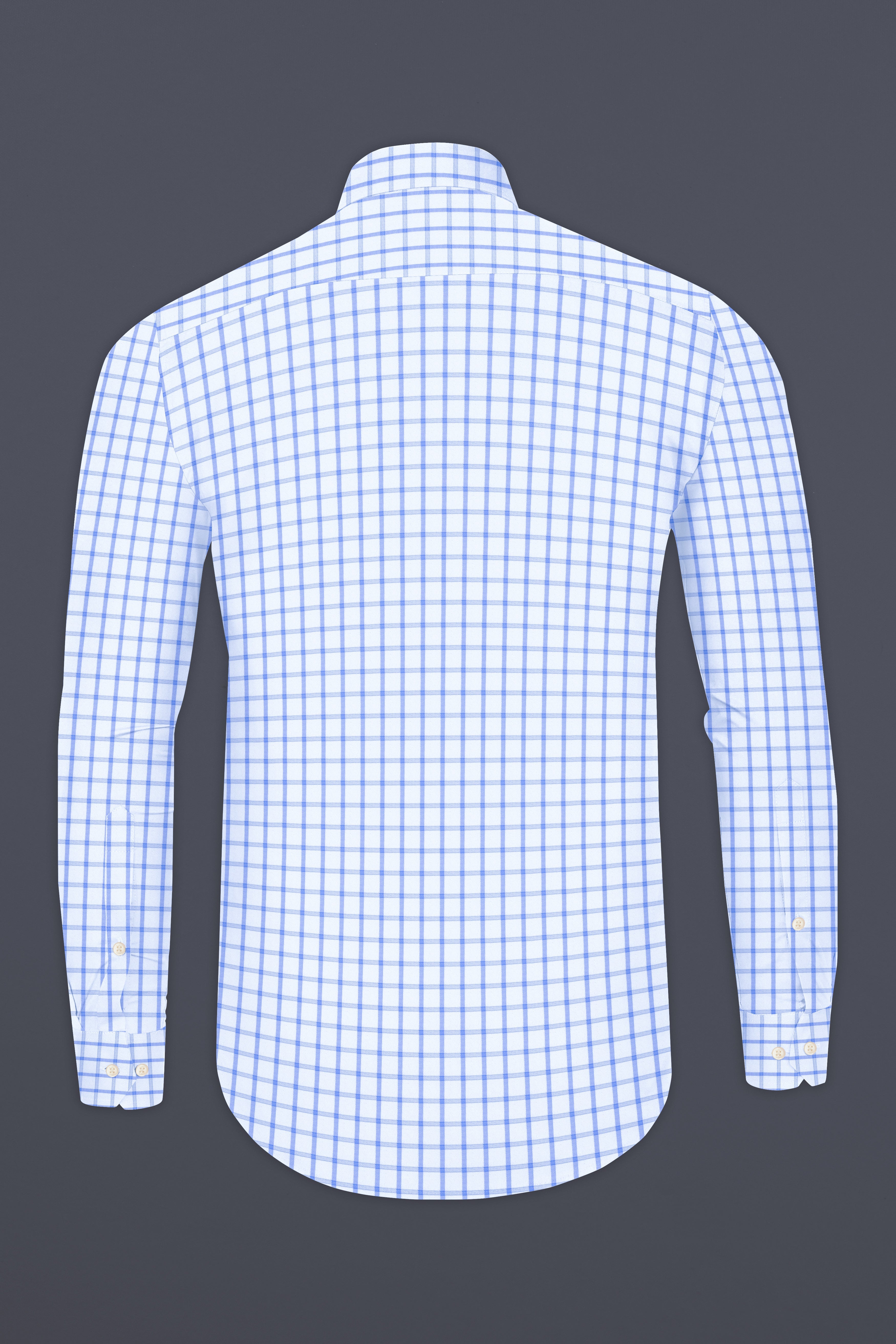 Spindle Blue And Bright White Plaid Twill Premium Cotton Shirt