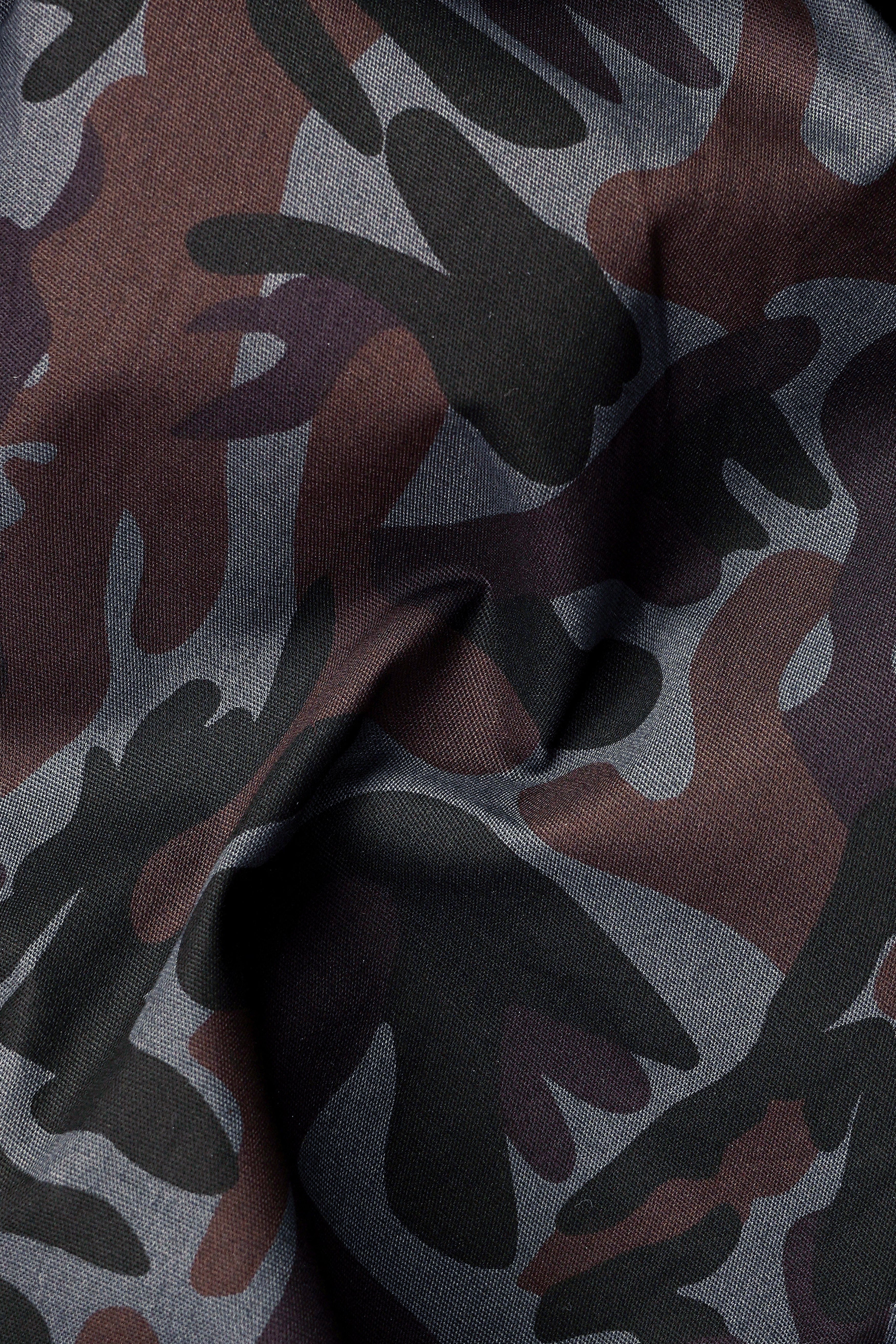 Ninja Gray And Taupe Brown Camouflage Printed Royal Oxford Premium Cotton Shirt