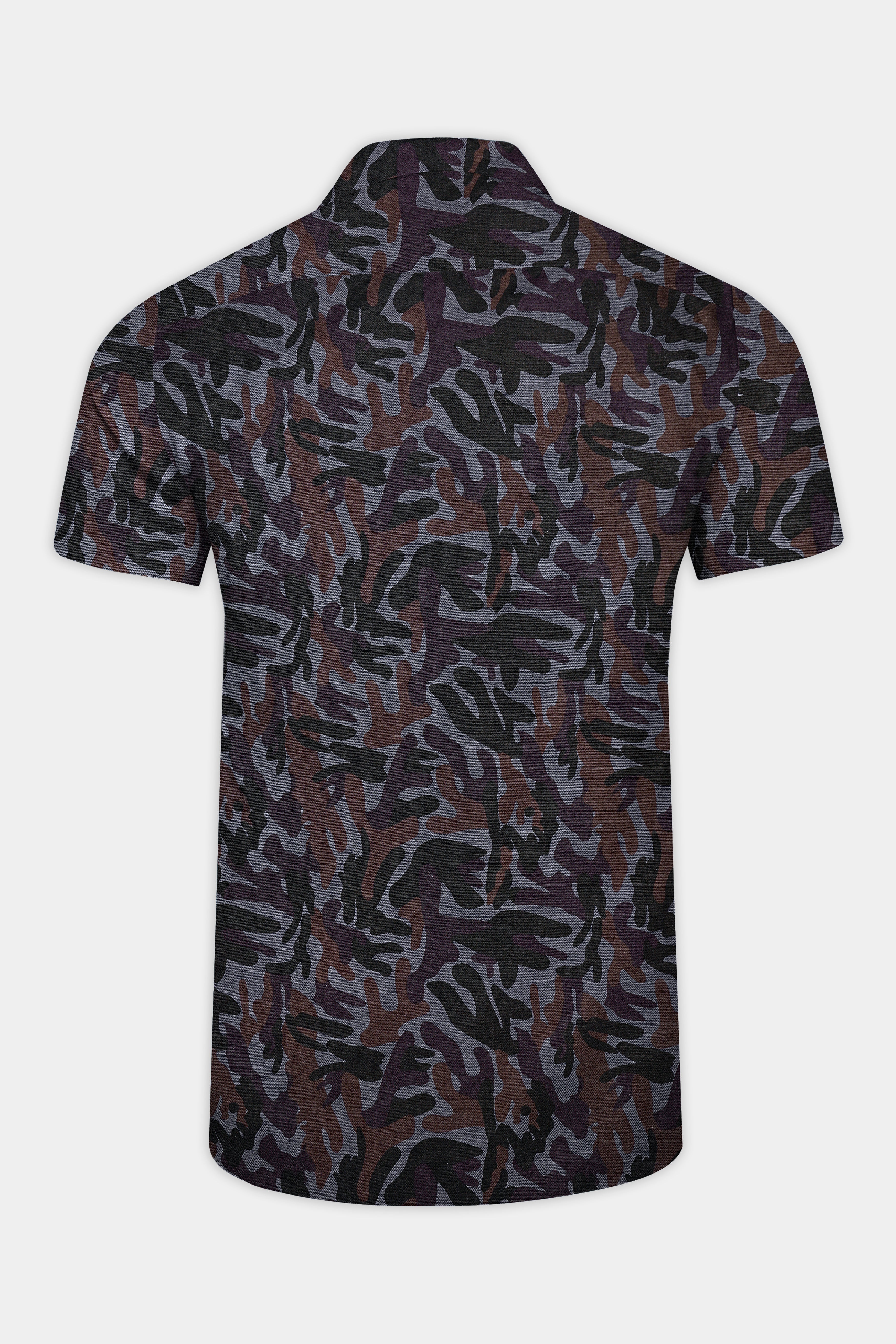 Ninja Gray And Taupe Brown Camouflage Printed Royal Oxford Premium Cotton Shirt