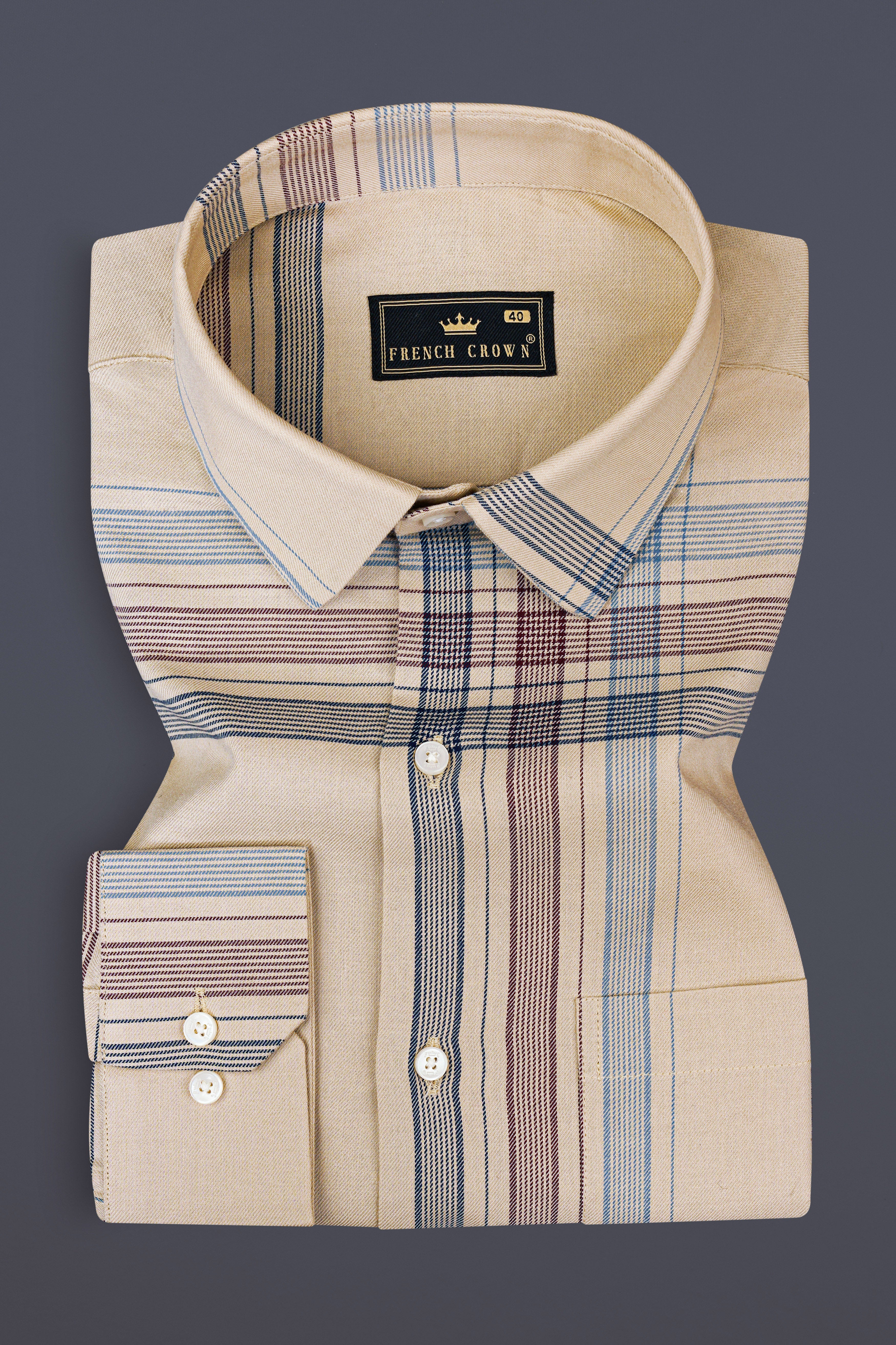 Akaroa Brown Plaid Twill Premium Cotton Shirt