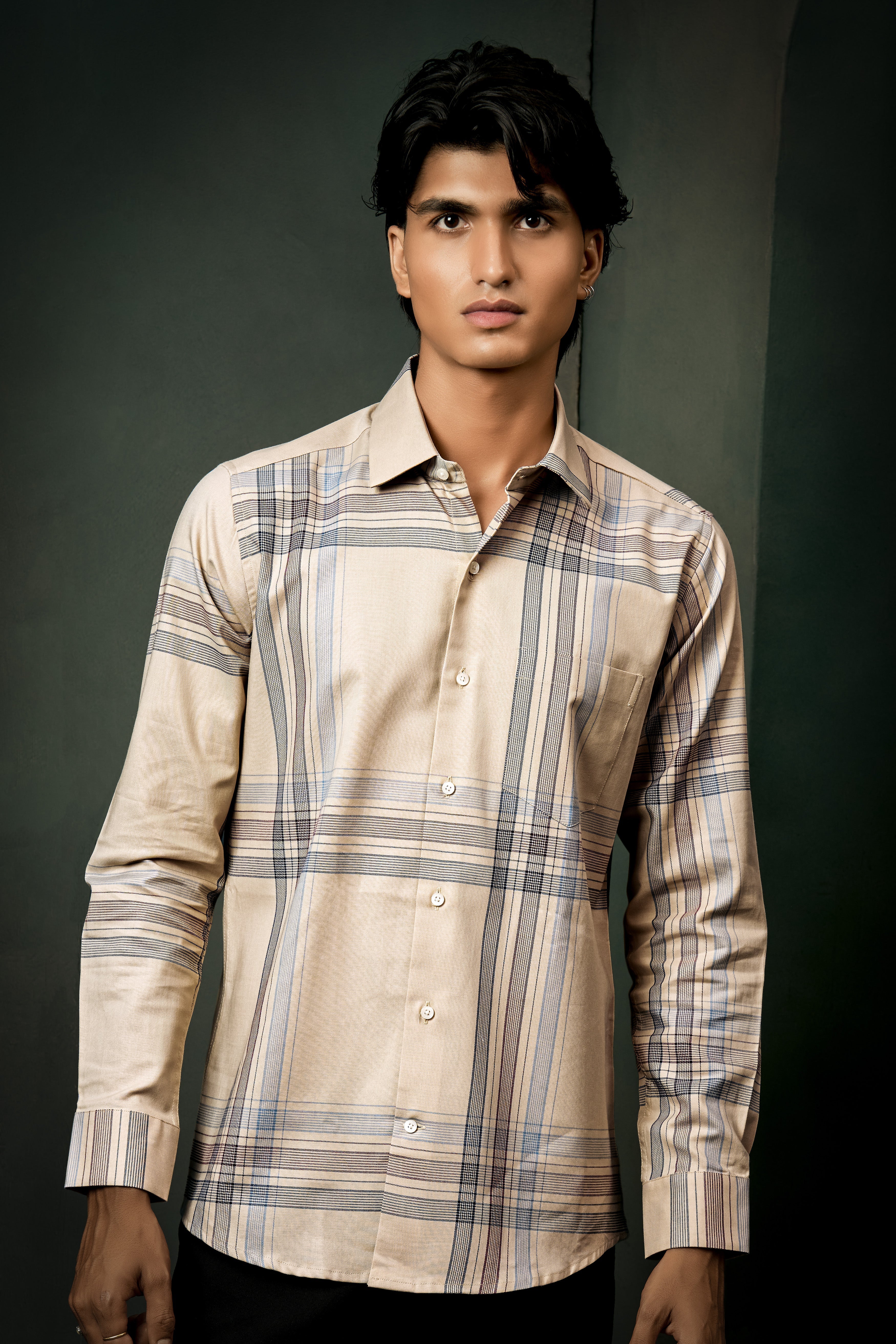 Akaroa Brown Plaid Twill Premium Cotton Shirt