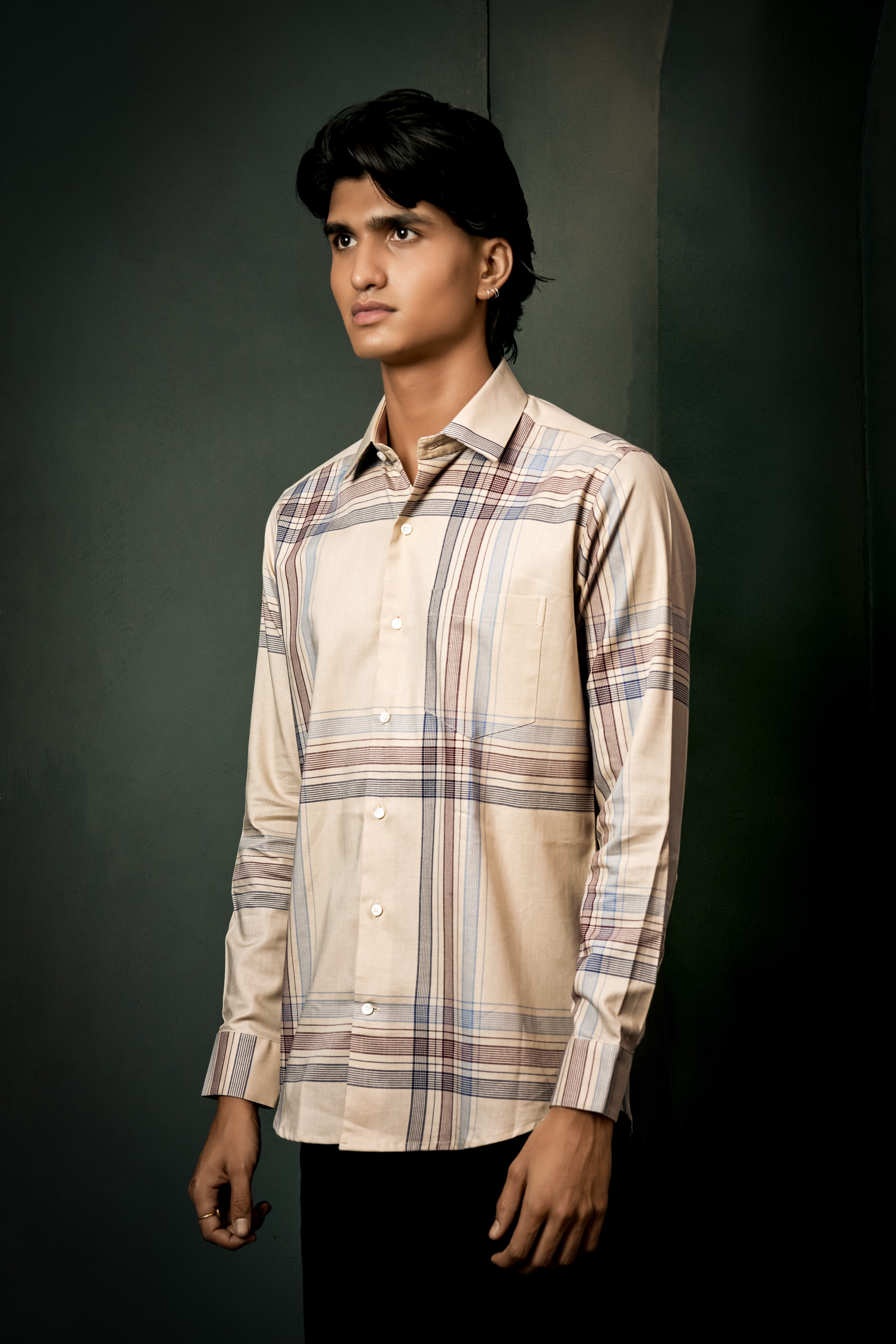 Akaroa Brown Plaid Twill Premium Cotton Shirt