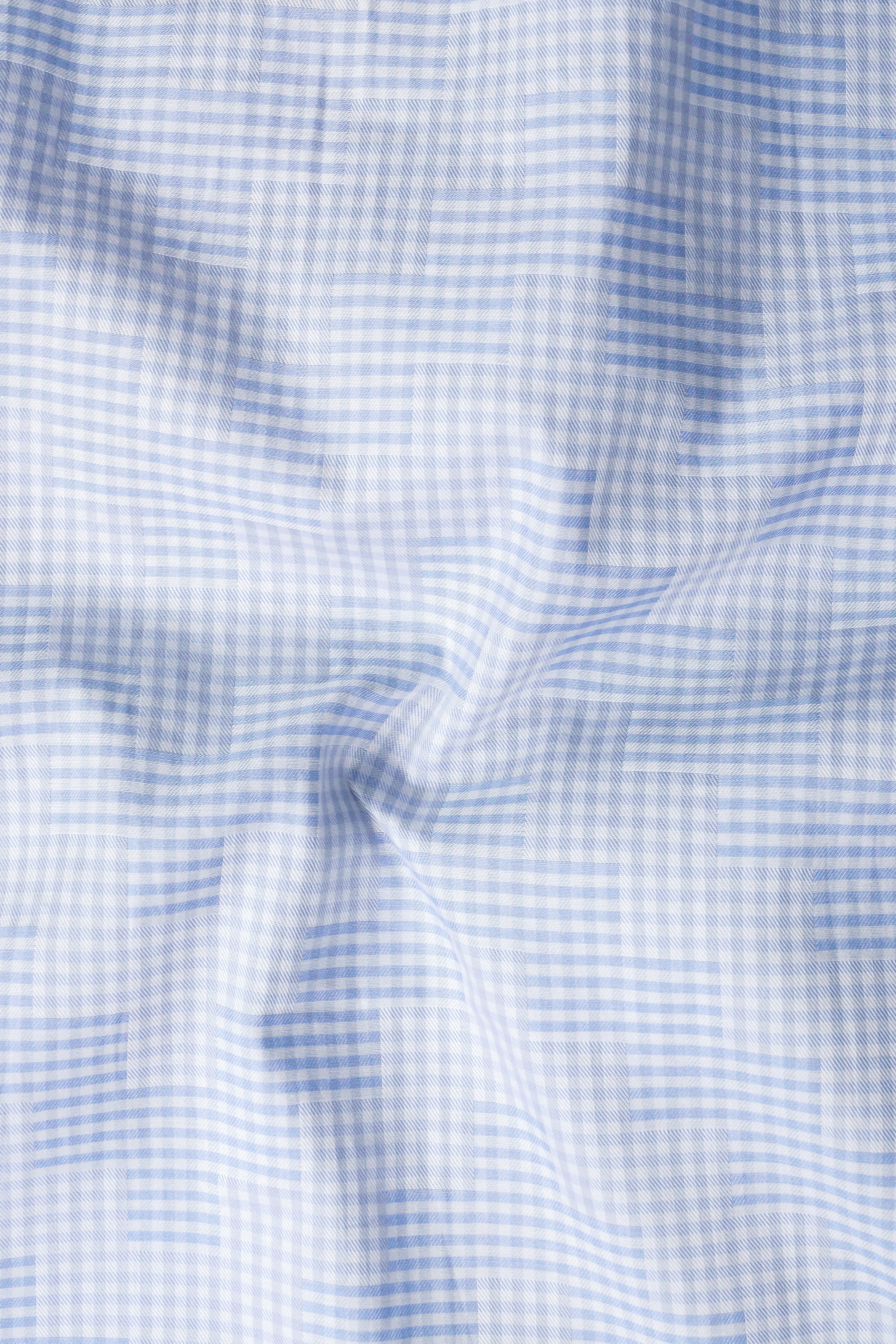 Cadet Blue Jacquard Textured Premium Cotton Shirt