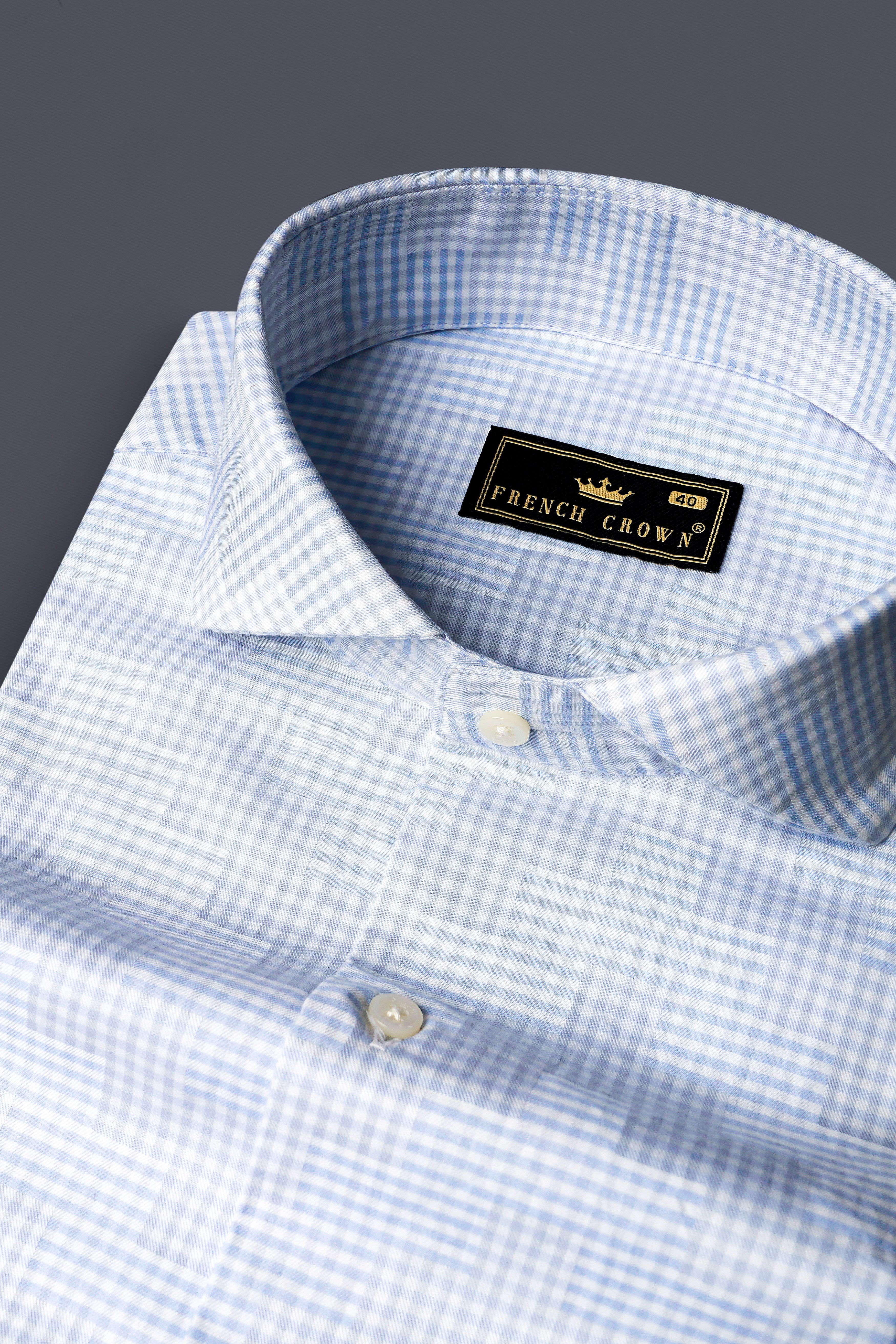 Cadet Blue Jacquard Textured Premium Cotton Shirt