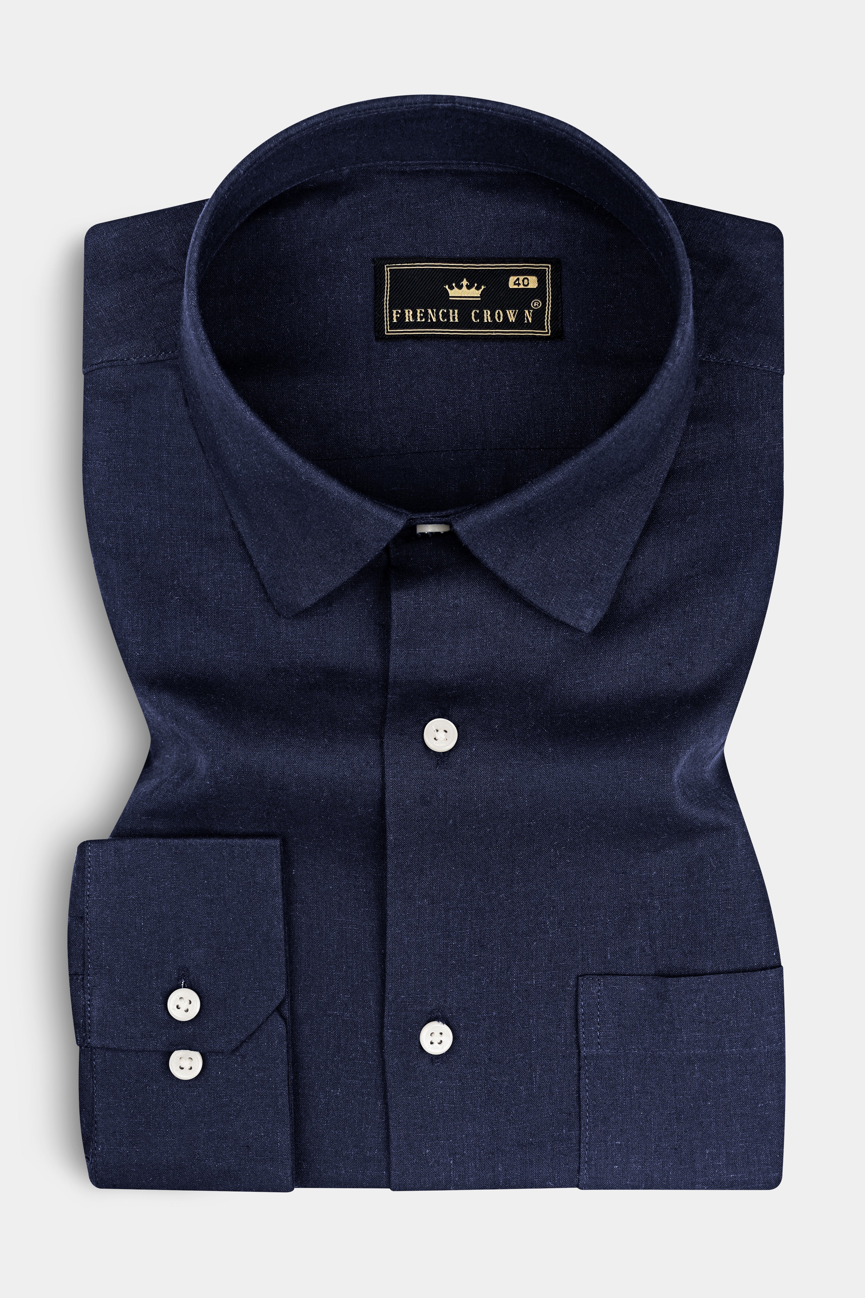 Millenium Blue Textured Premium Luxuries Linen Shirt