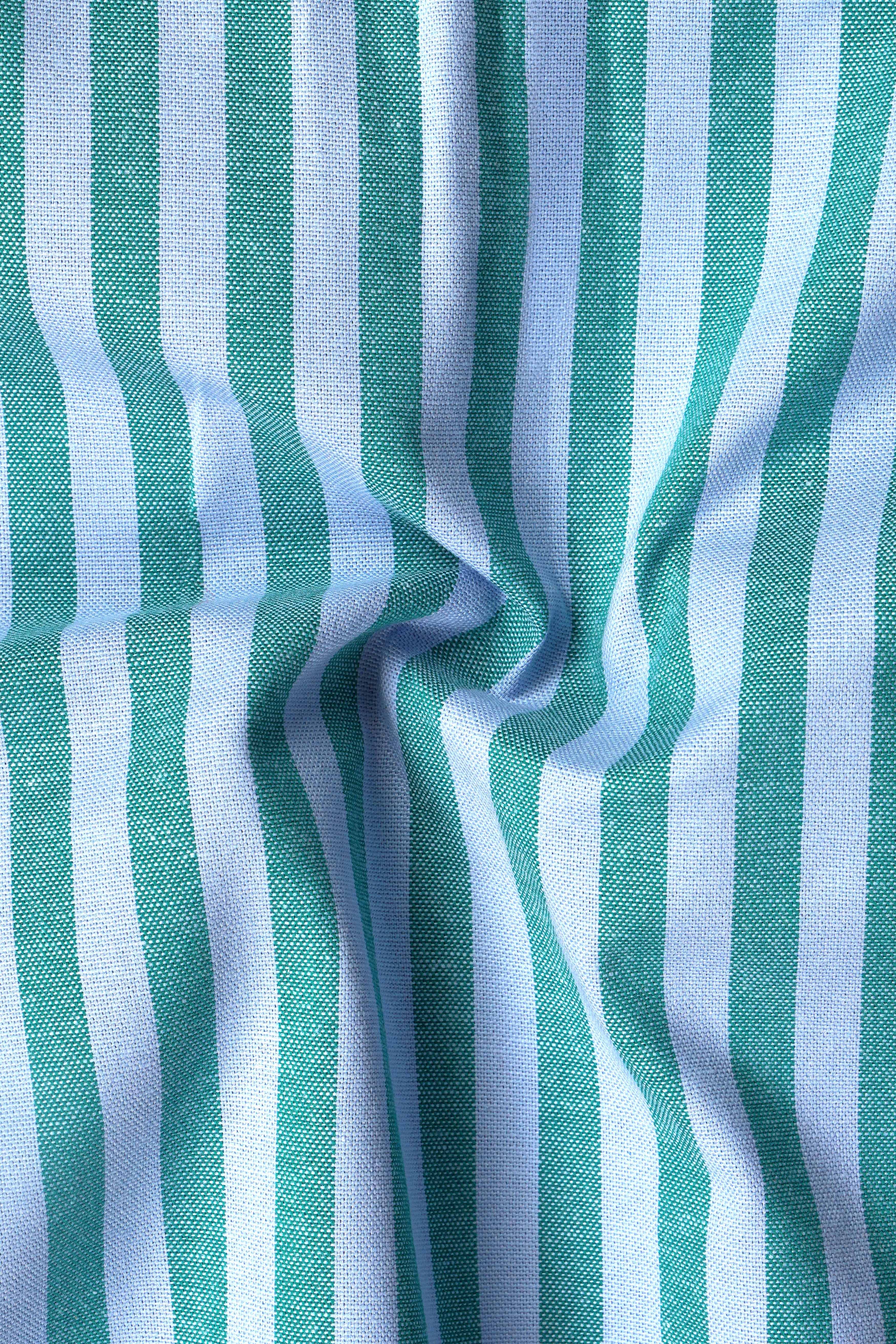 Tropical Blue And Ocean Green Striped Royal Oxford Premium Cotton Shirt