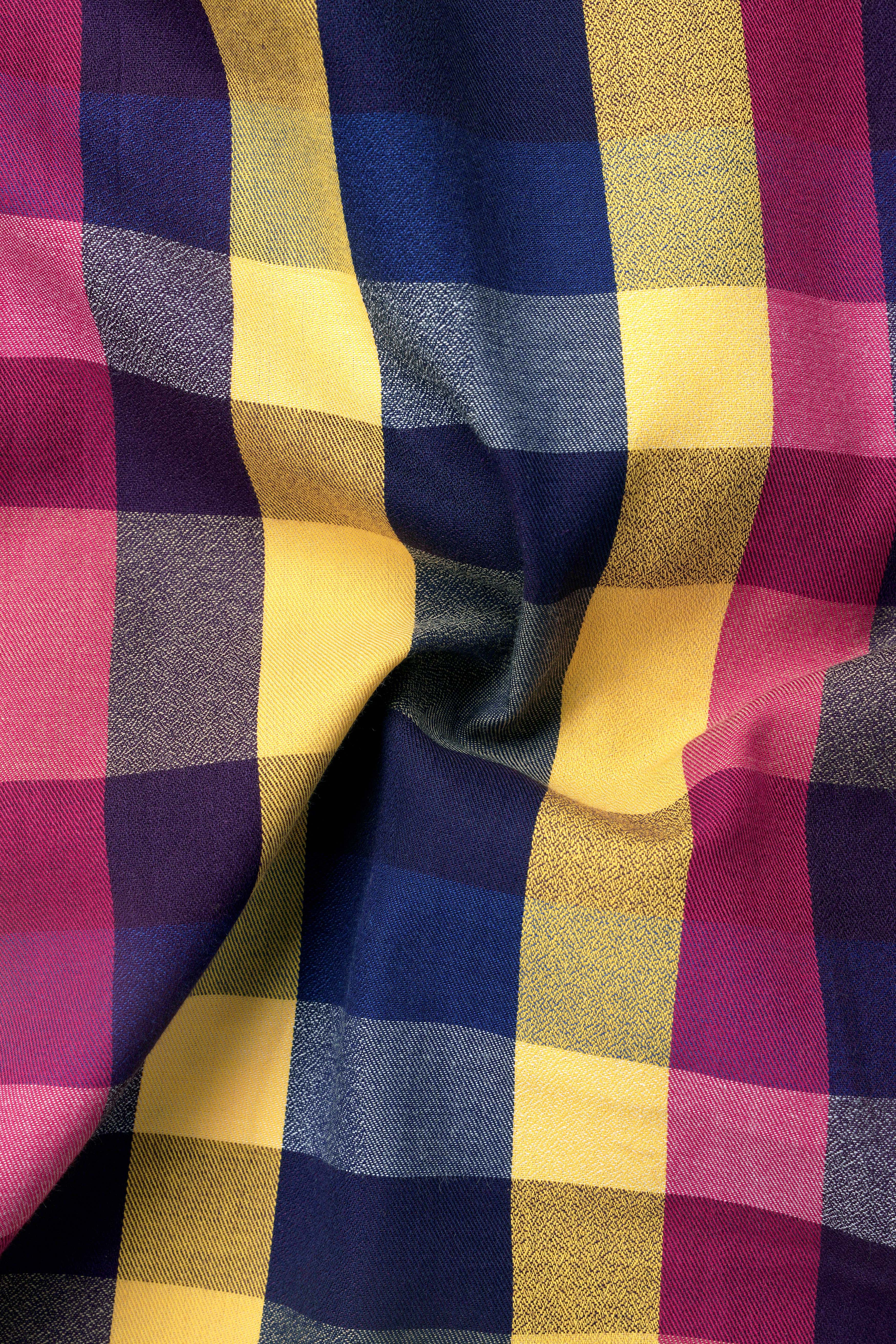 Salomie Yellow And Cabaret Pink Multi Color Plaid Twill Premium Cotton Shirt