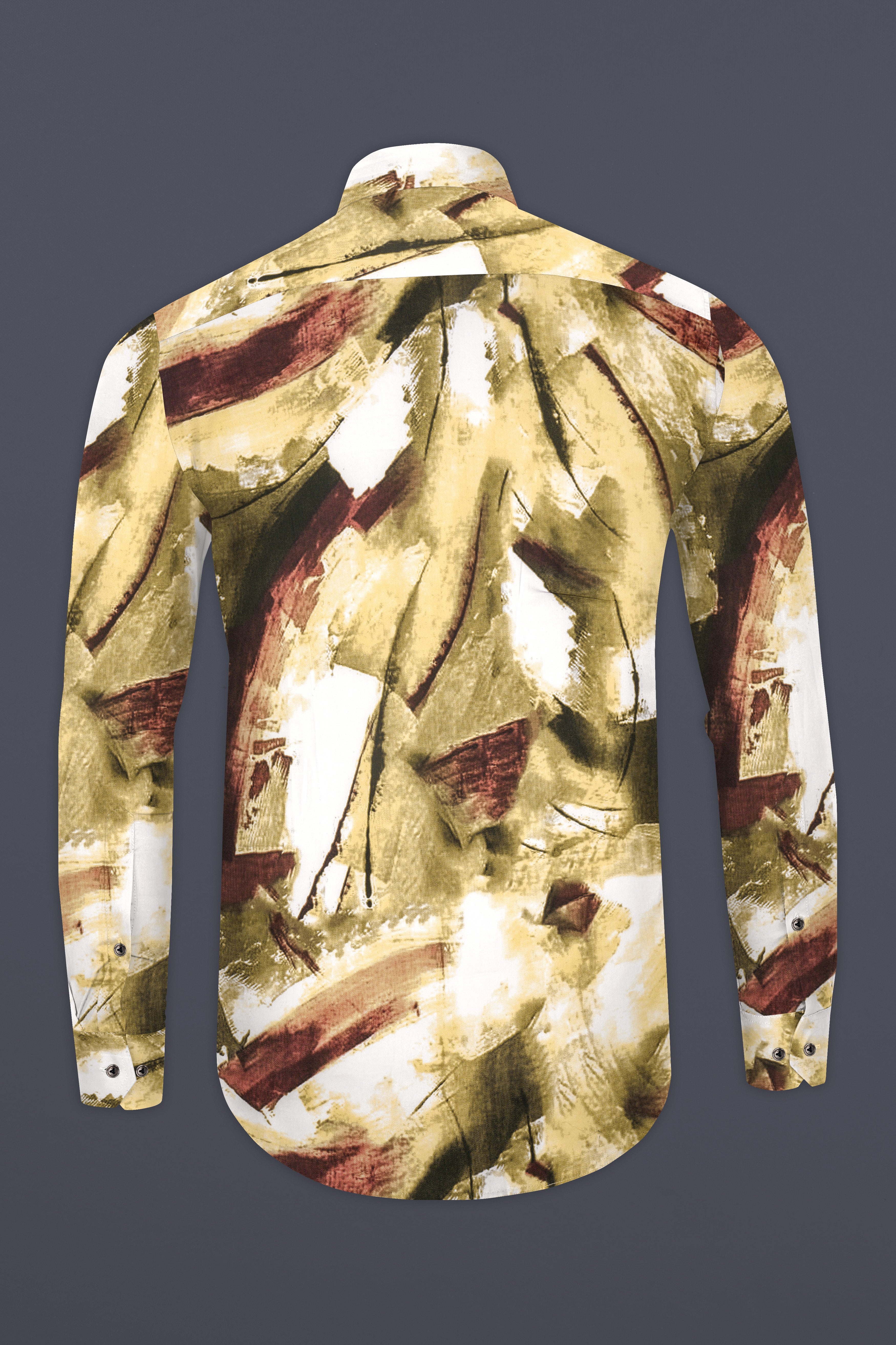 Camel Brown And Irish Maroon Abstract Dusty Printed Premium Cotton Shirt