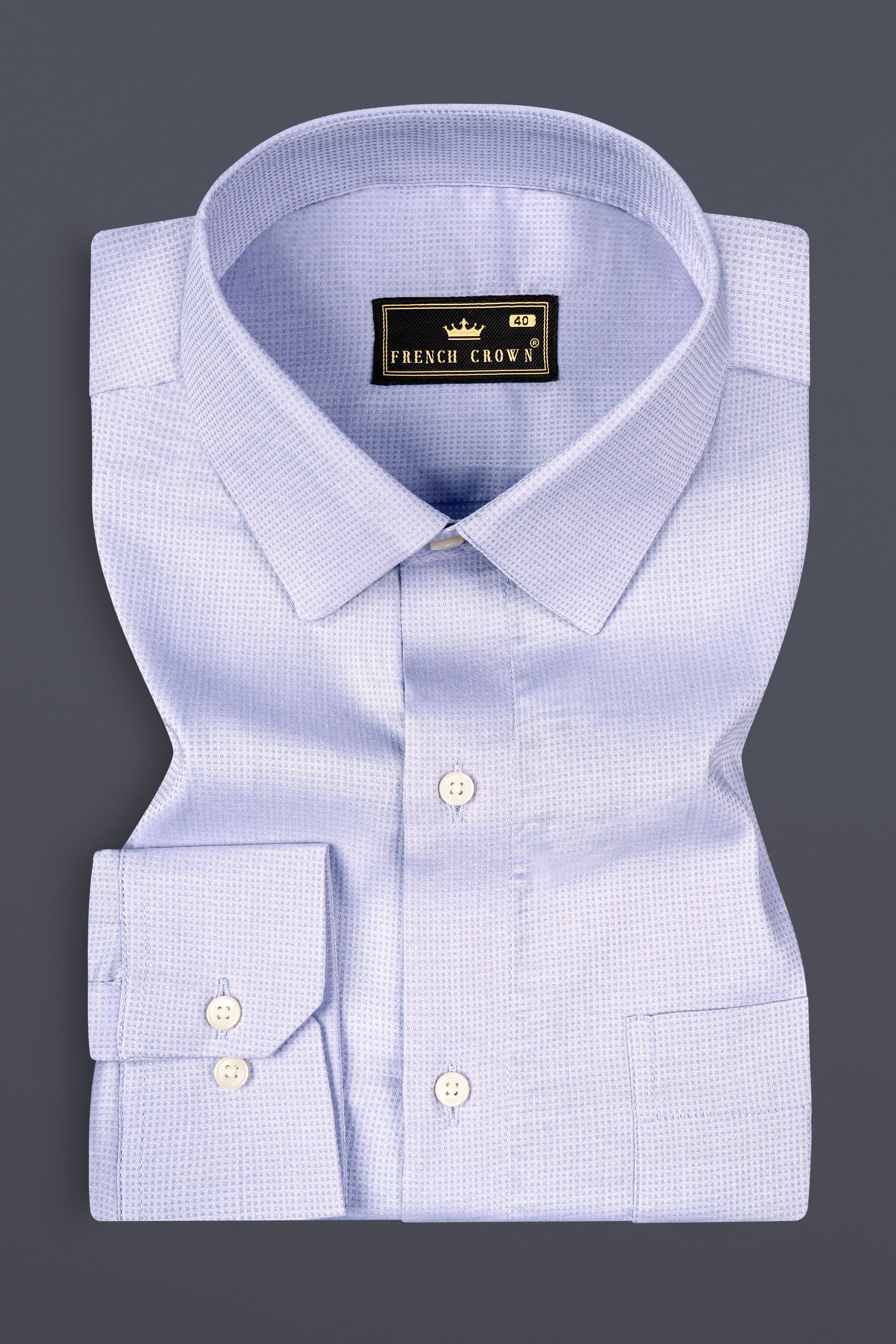 Periwinkle Blue Dobby Textured Premium Giza Cotton Shirt