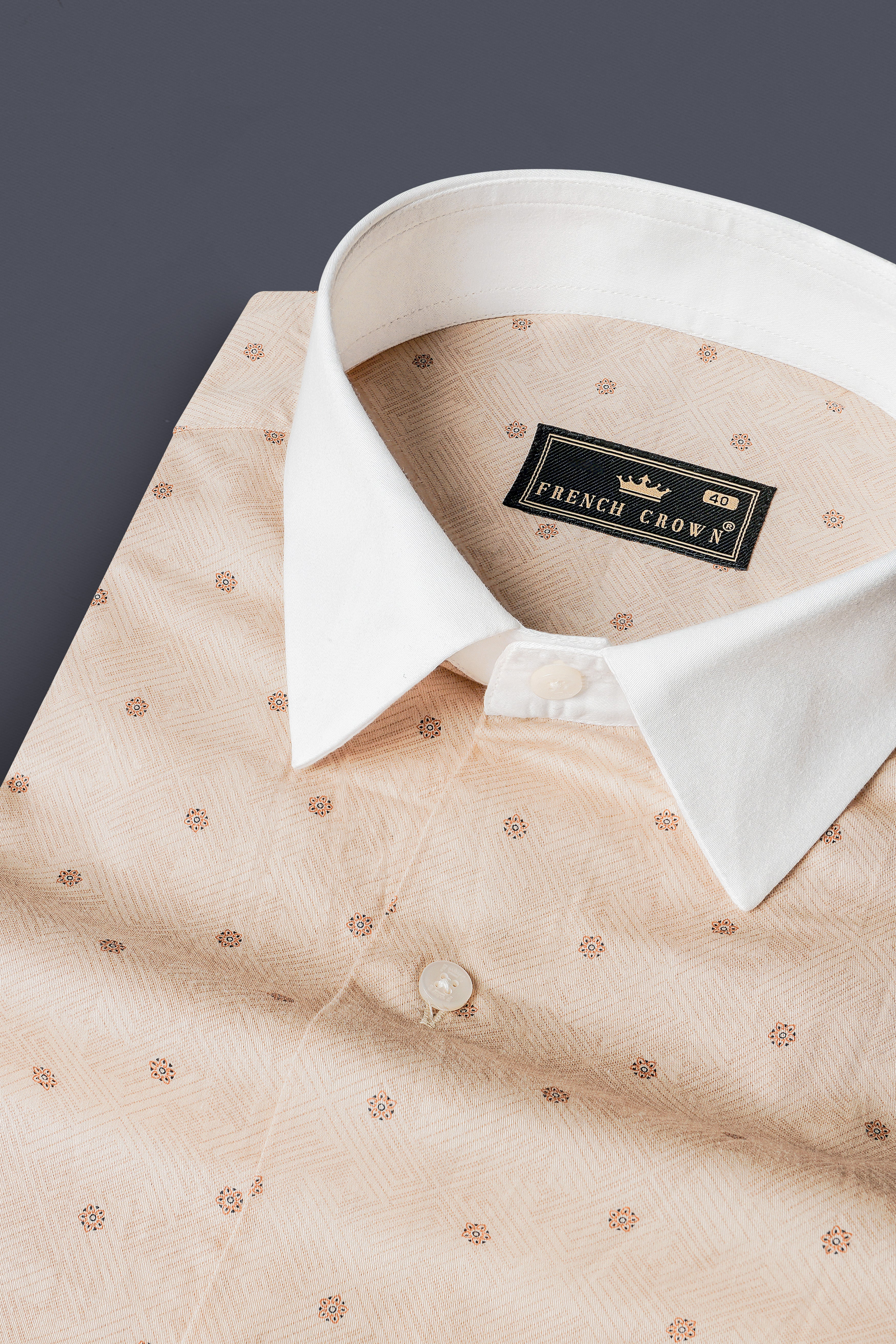 Ivory Cream Printed Subtle Sheen Super Soft Premium Cotton Shirt