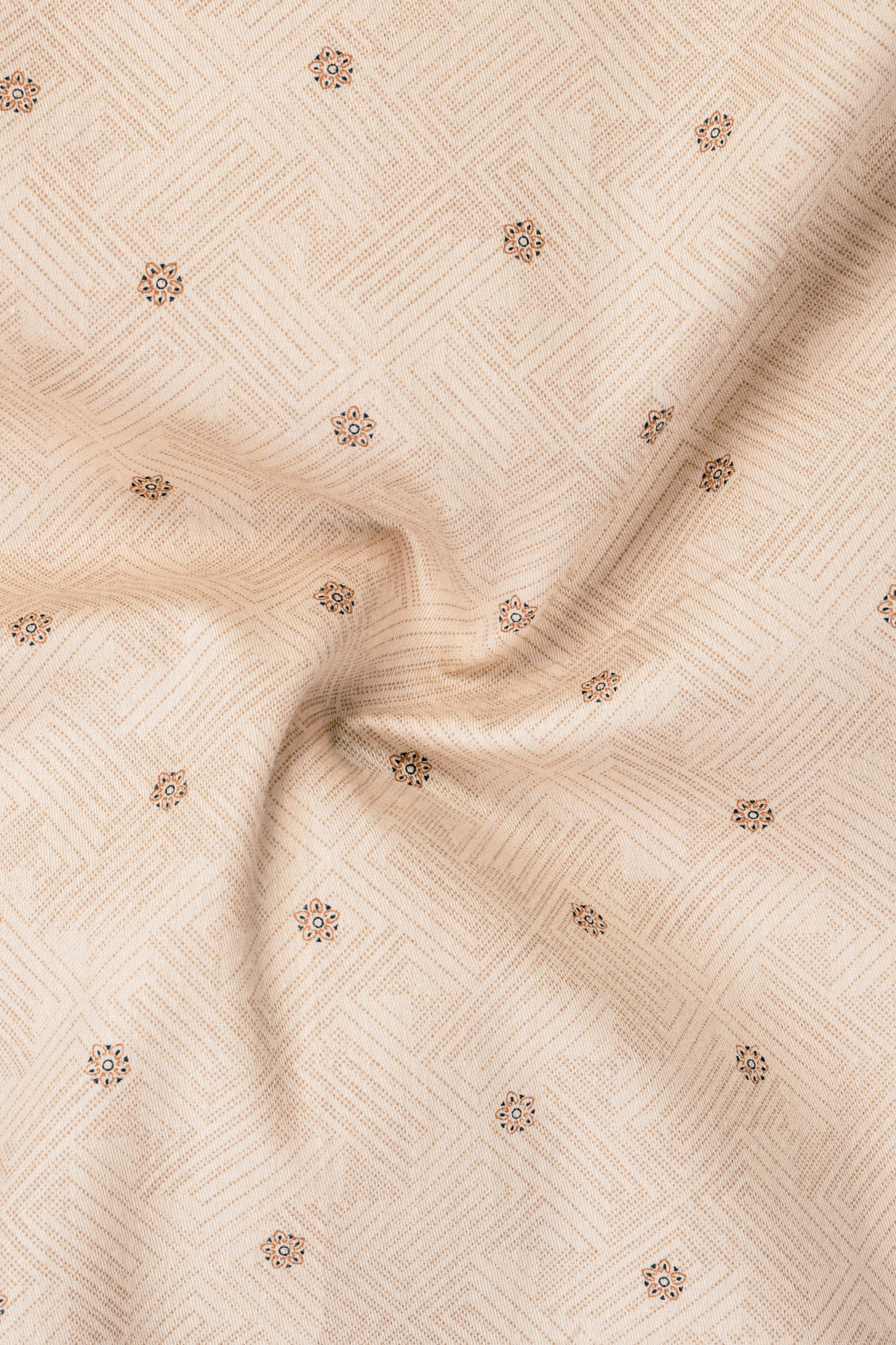 Ivory Cream Printed Subtle Sheen Super Soft Premium Cotton Shirt