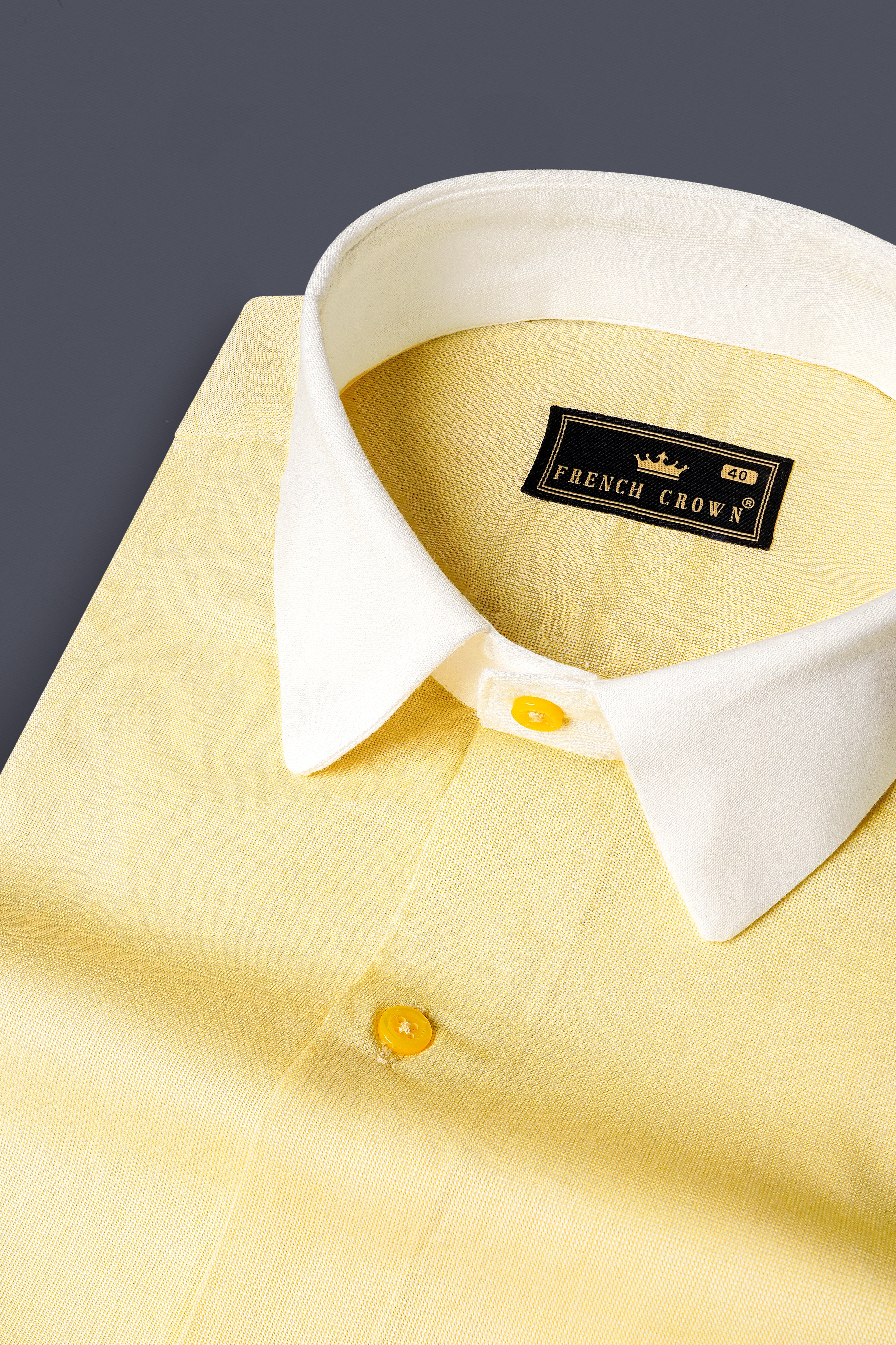 Mania Yellow Dobby Textured Premium Giza Cotton Shirt