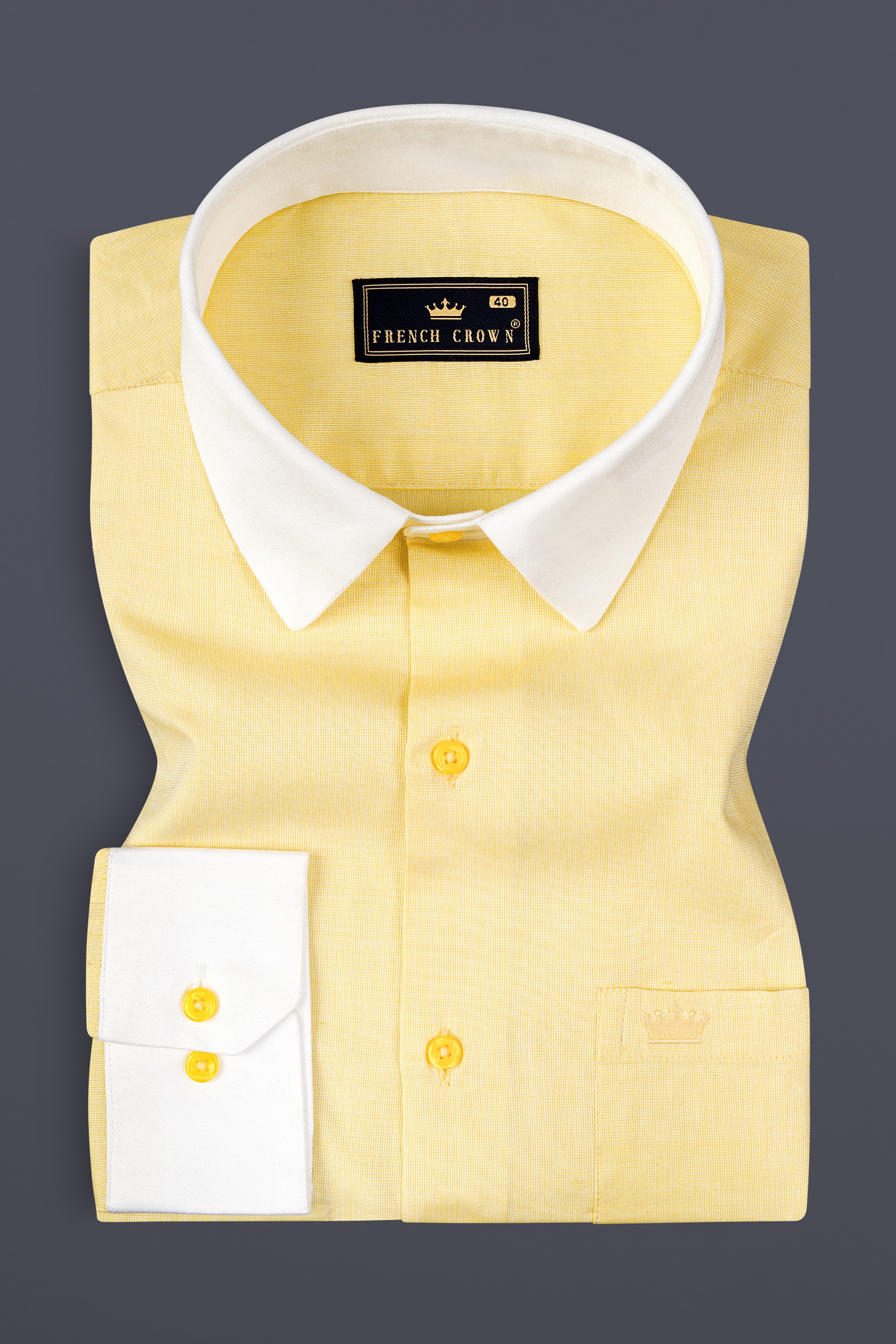 Mania Yellow Dobby Textured Premium Giza Cotton Shirt