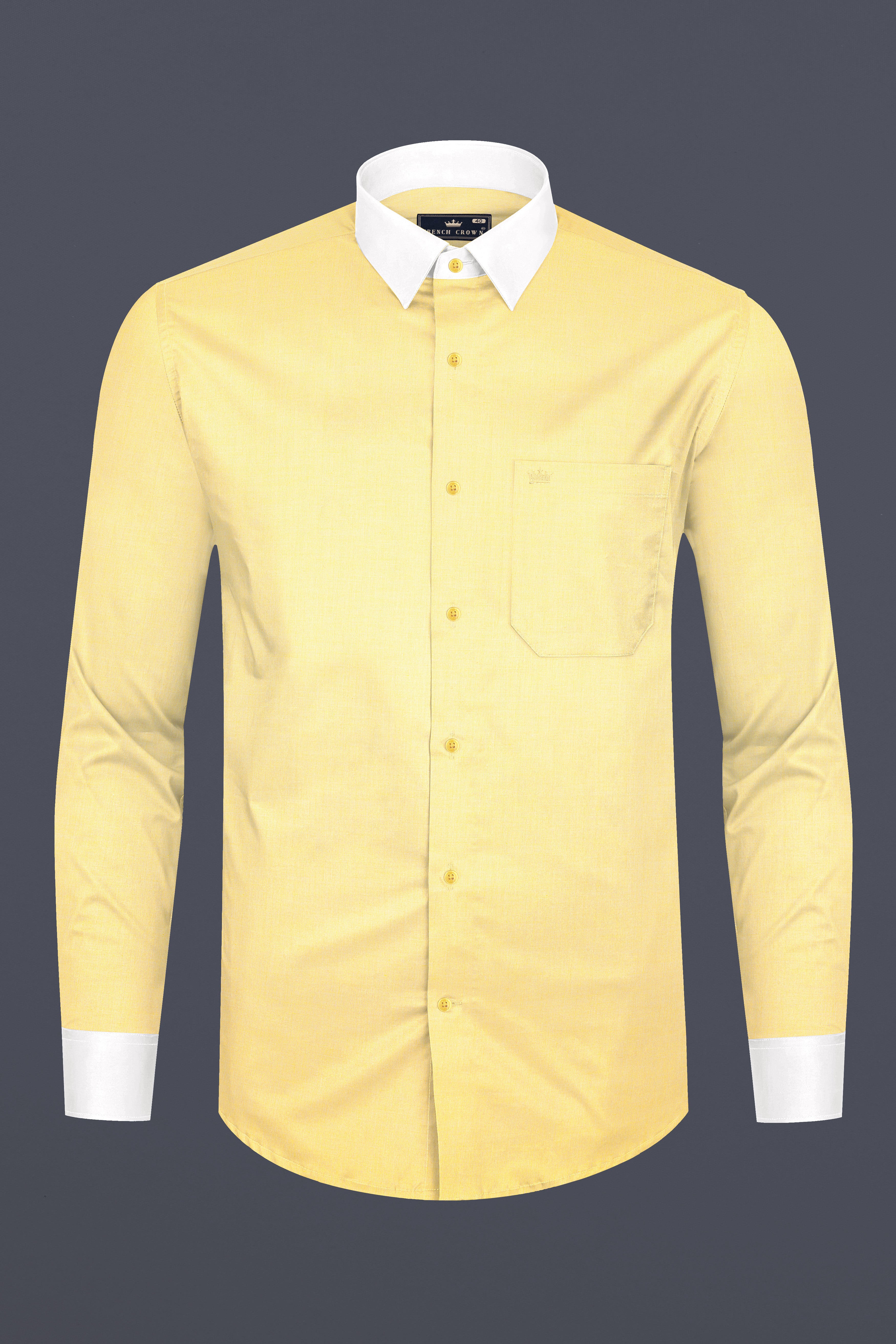 Mania Yellow Dobby Textured Premium Giza Cotton Shirt