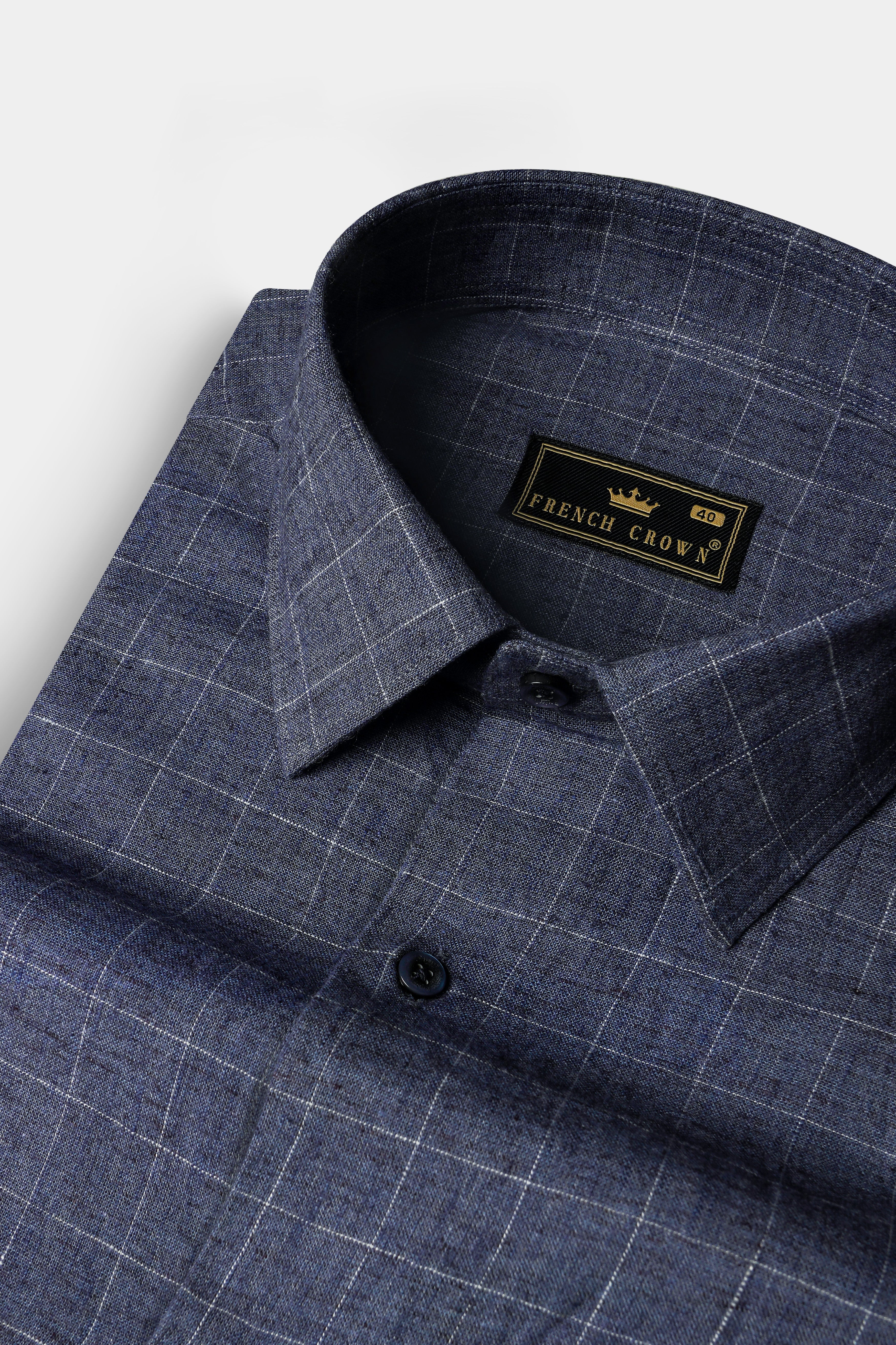 Vulcan Blue Plaid Premium Luxuries Linen Shirt