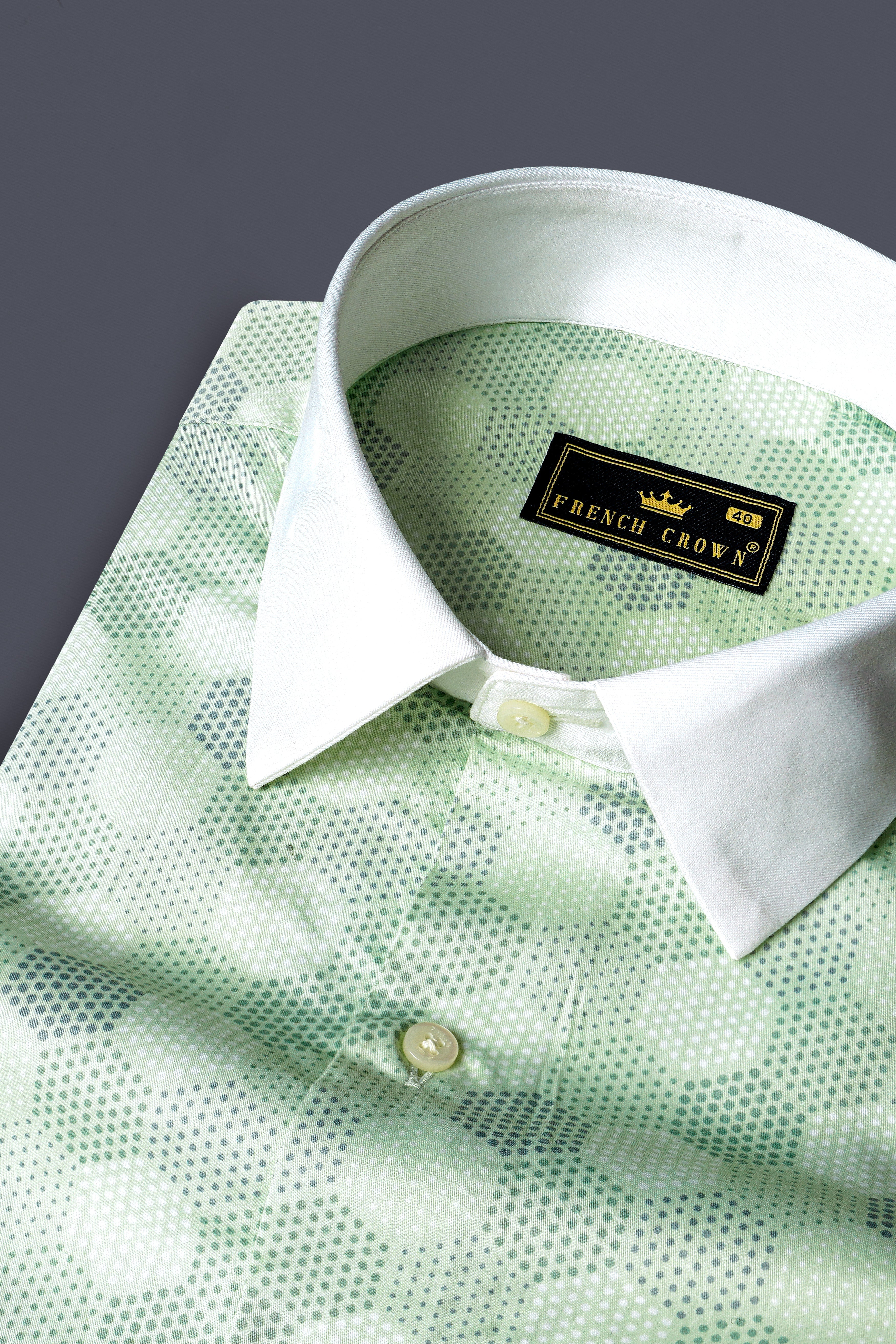 Coriander Green Printed Subtle Sheen Super Soft Premium Cotton Shirt