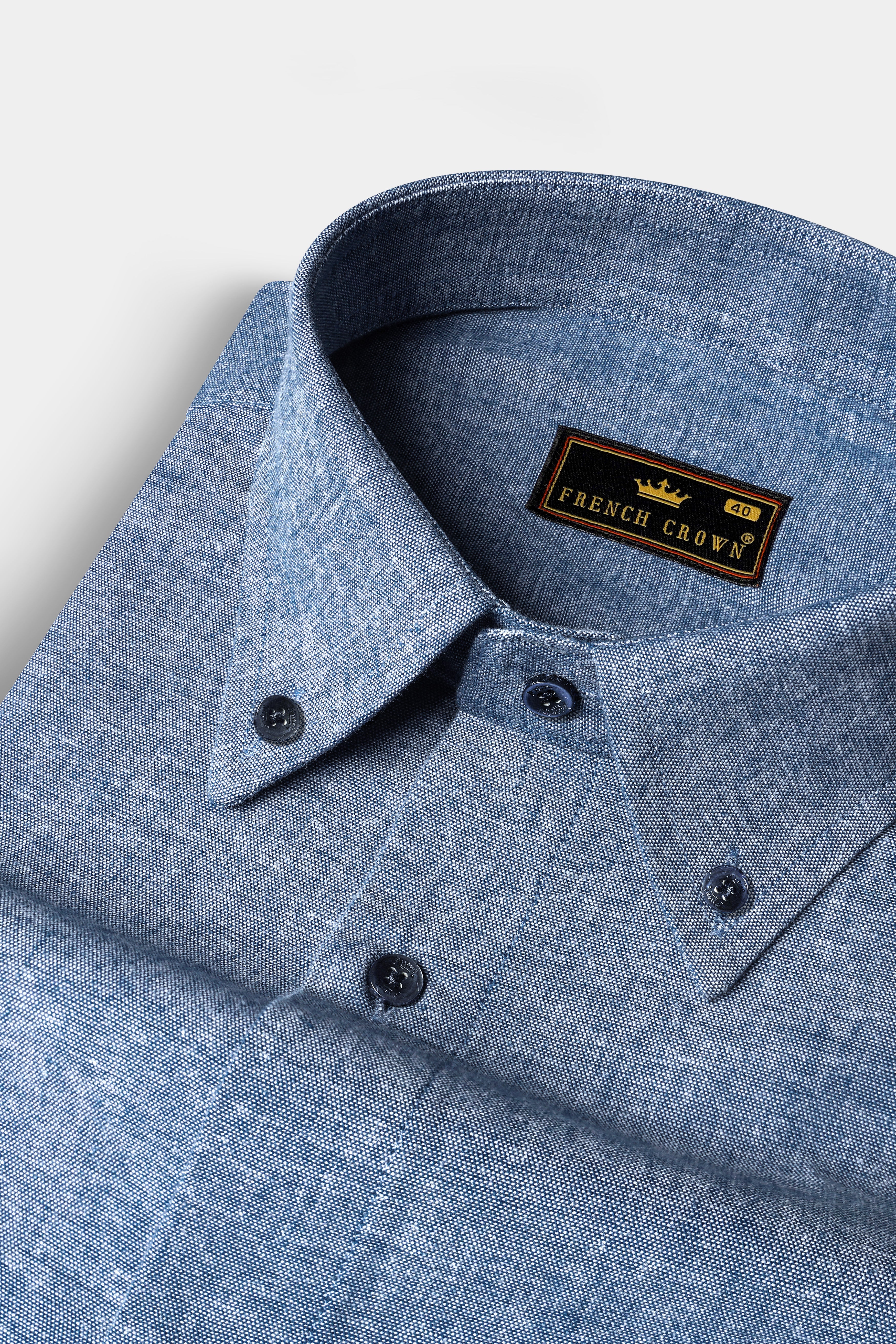 Raven Blue Textured Royal Oxford Premium Cotton Shirt