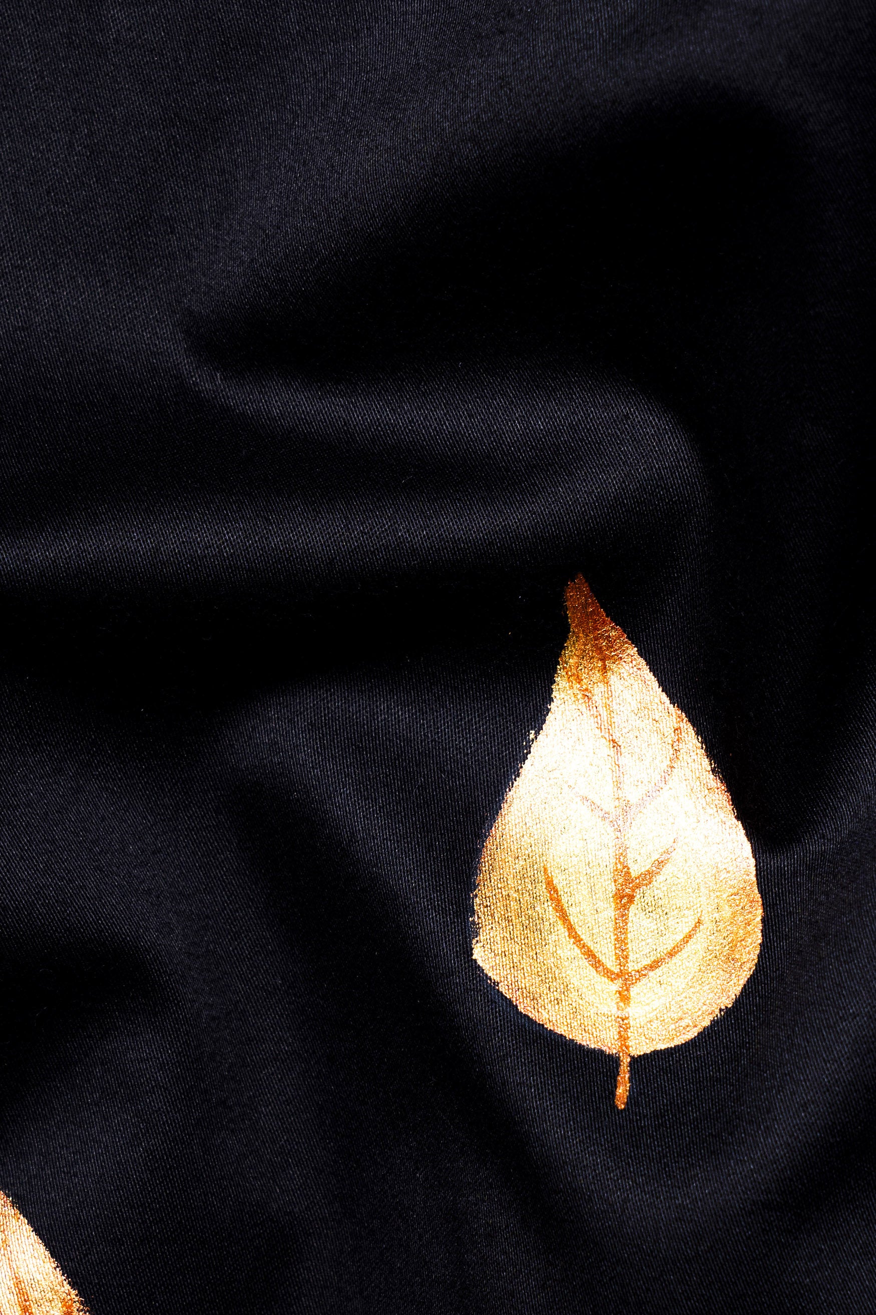 Jade Black Leaves Hand Painted Subtle Sheen Super Soft Premium Cotton Designer Shirt