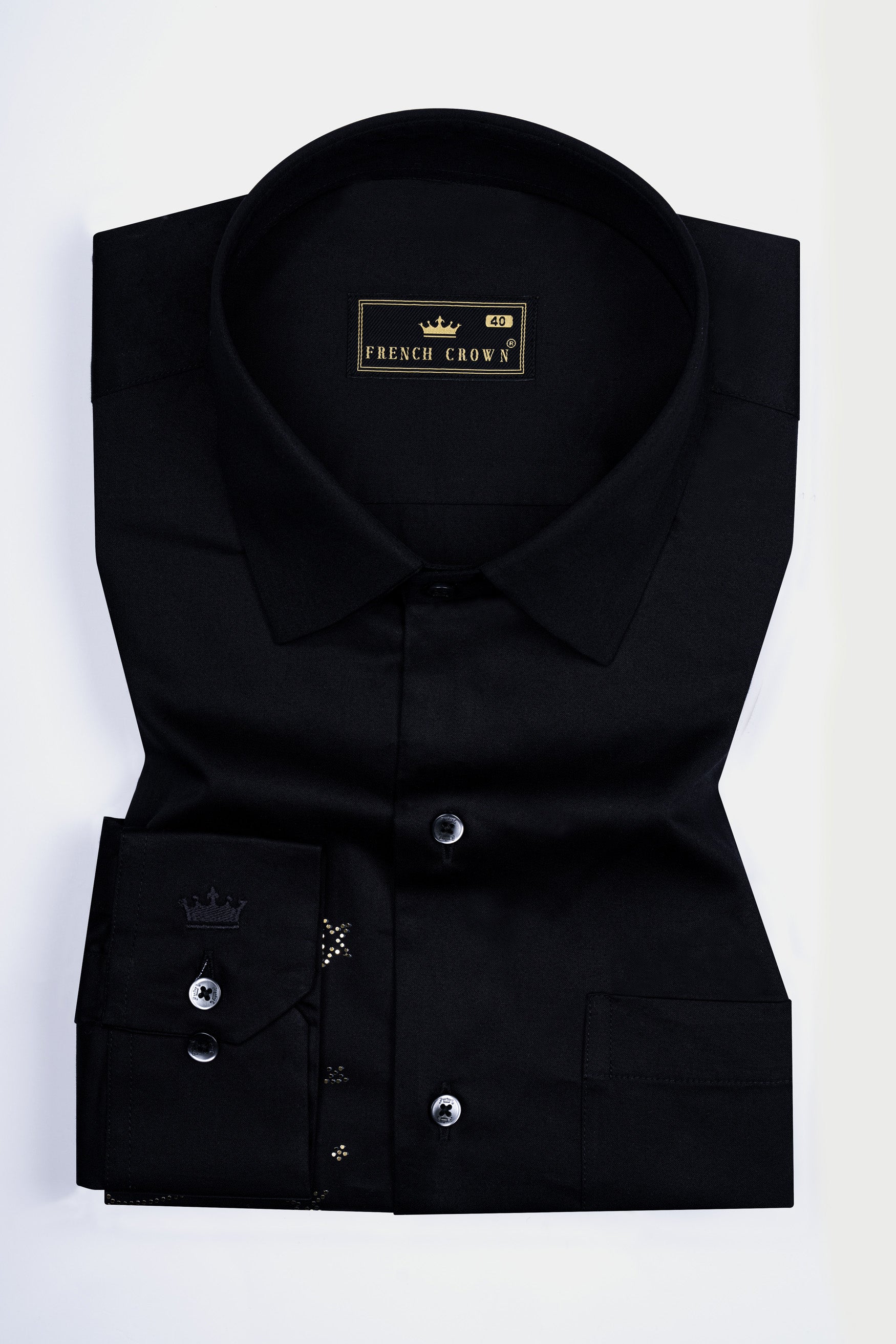 Jade Black Christmas Bells Hotfix Subtle Sheen Super Soft Premium Cotton Designer Shirt