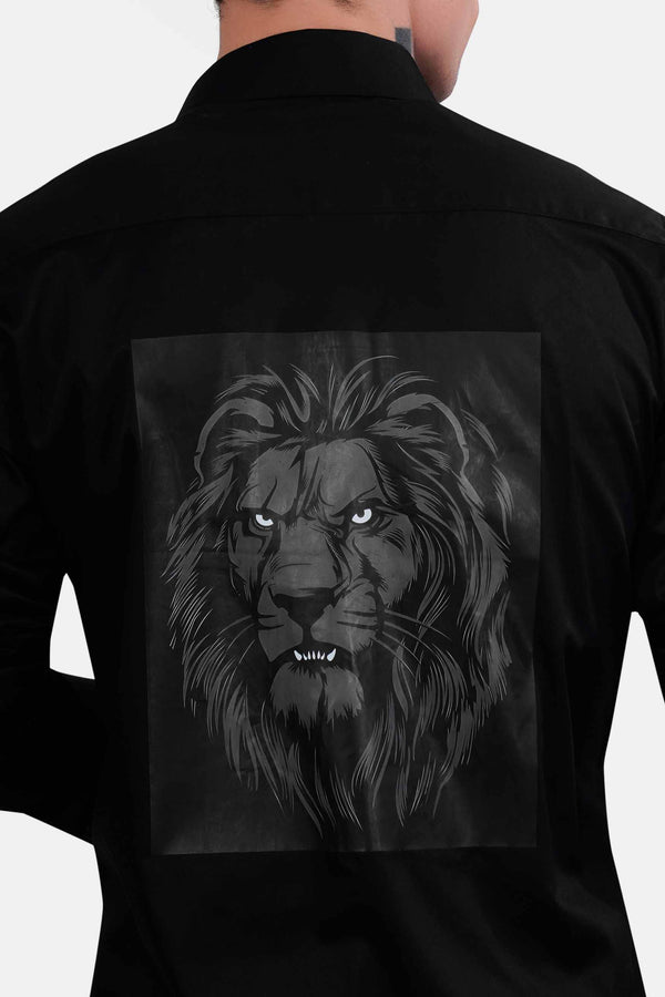 Jade Black Lion Printed Subtle Sheen Super Soft Premium Cotton Designer Shirt