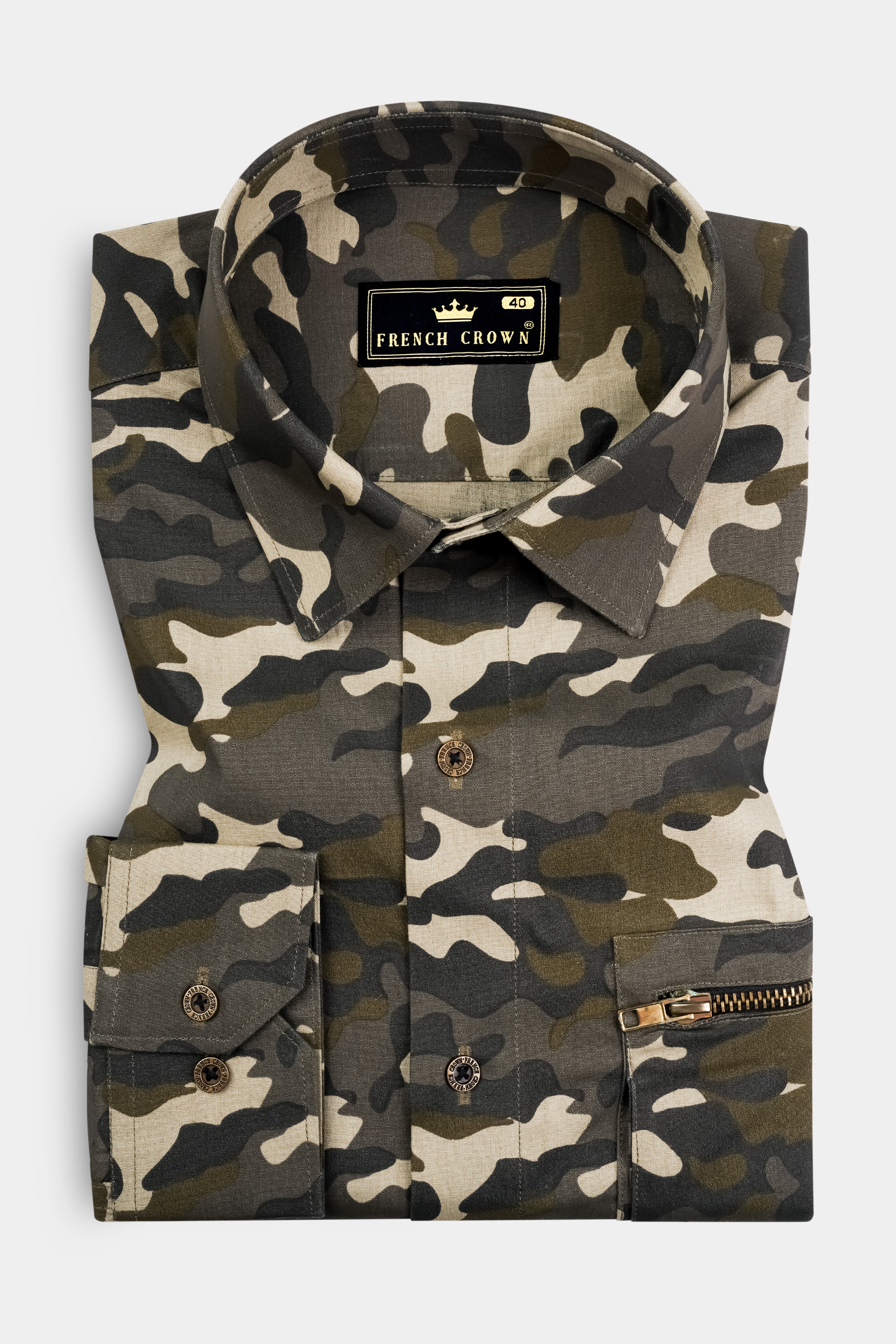 Birch Brown And Pavlova Cream Casual Prints Premium Cotton Shirt