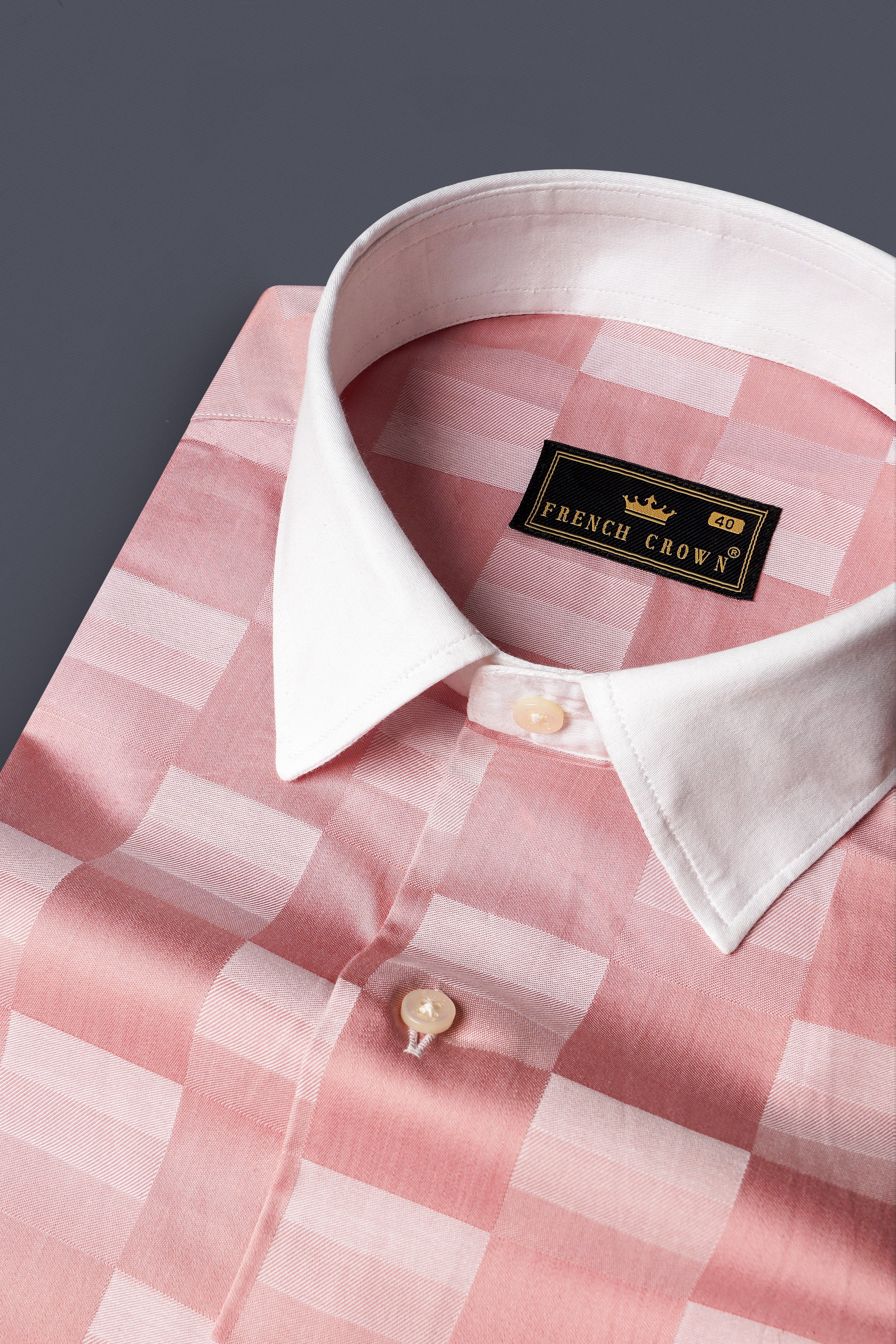 Shilo Pink Plaid Jacquard Textured Premium Cotton Shirt