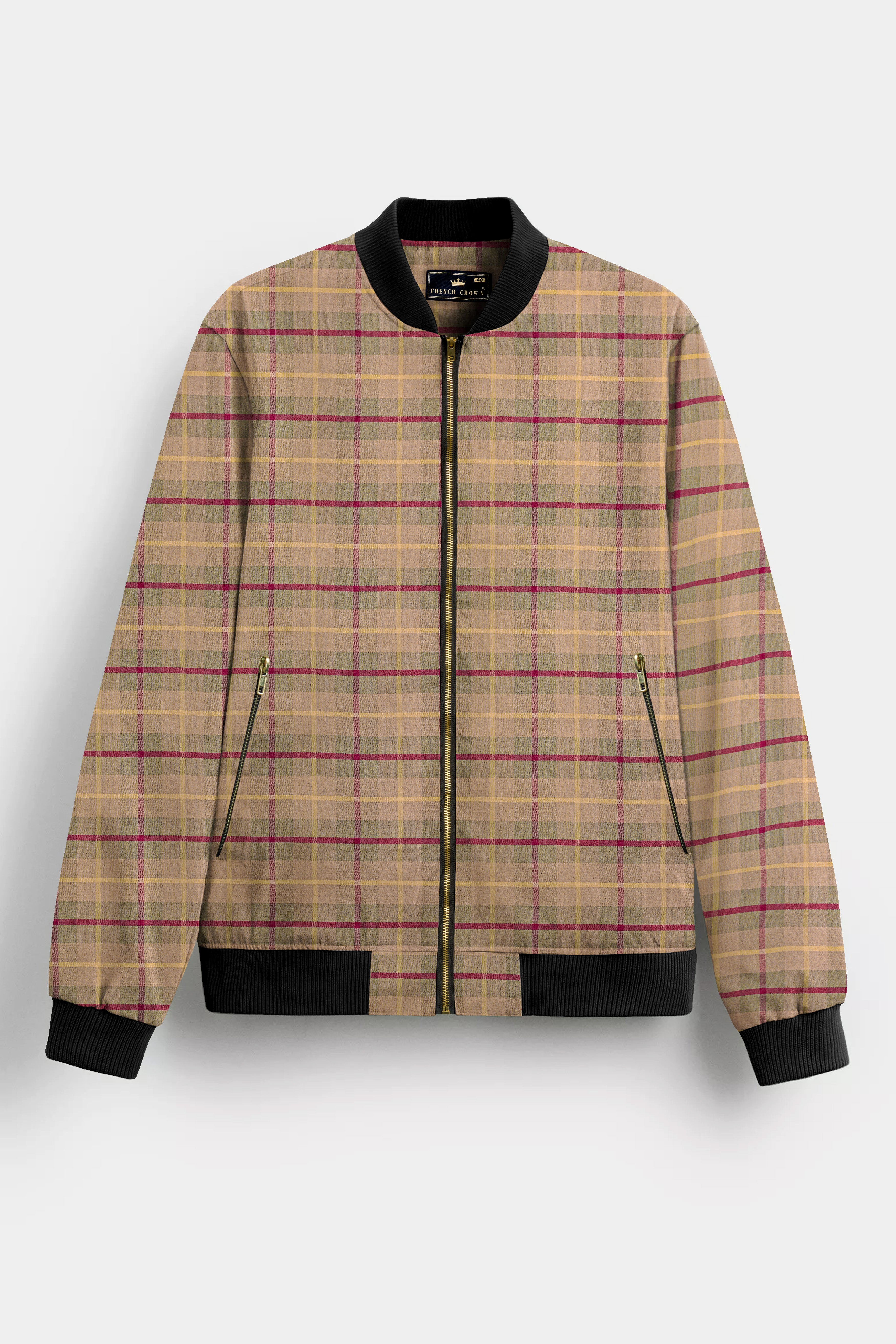 Minsk Purple Textured Premium Cotton Bomber Jacket