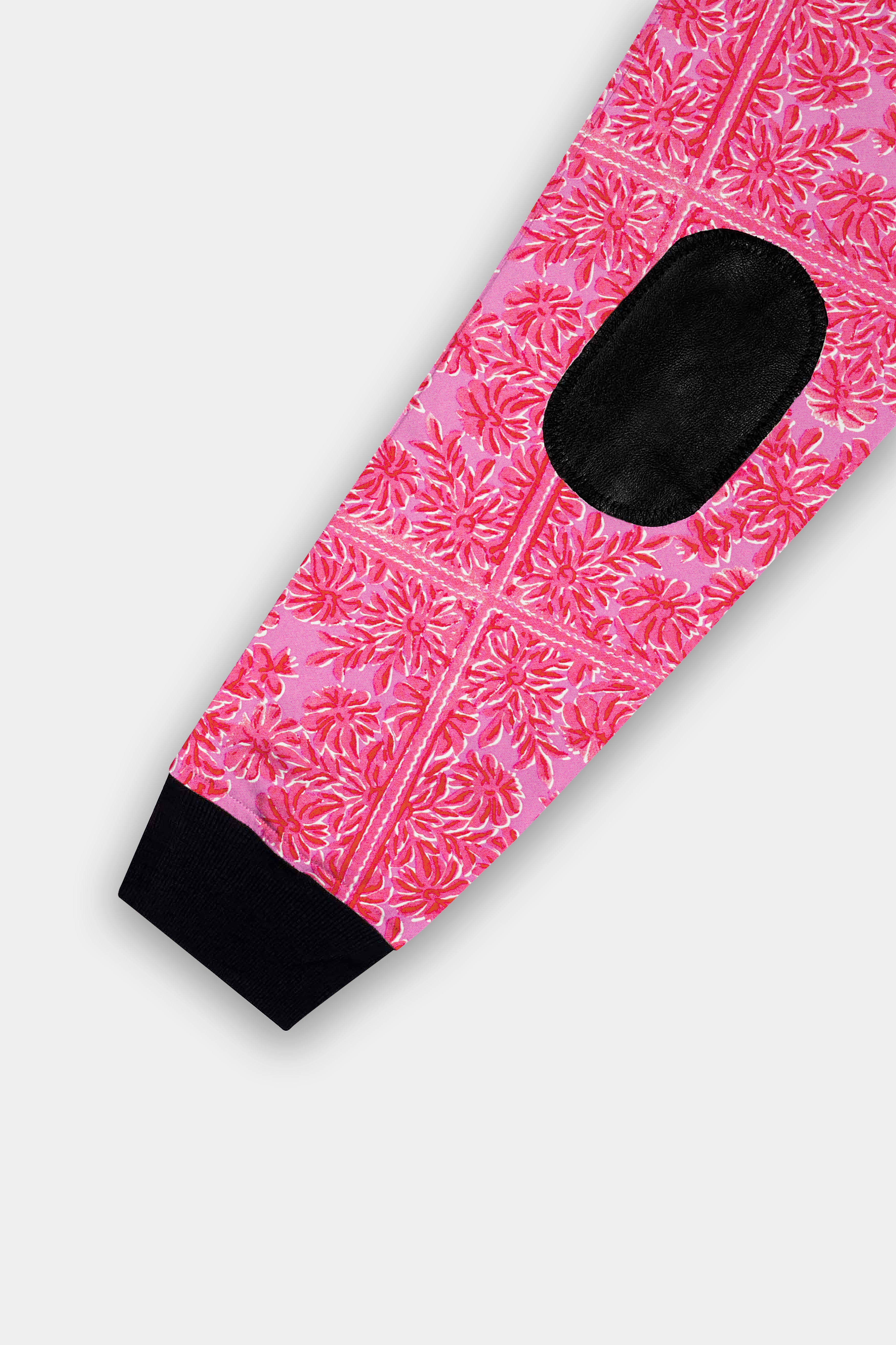Thulian Pink Printed Premium Cotton Bomber Jacket