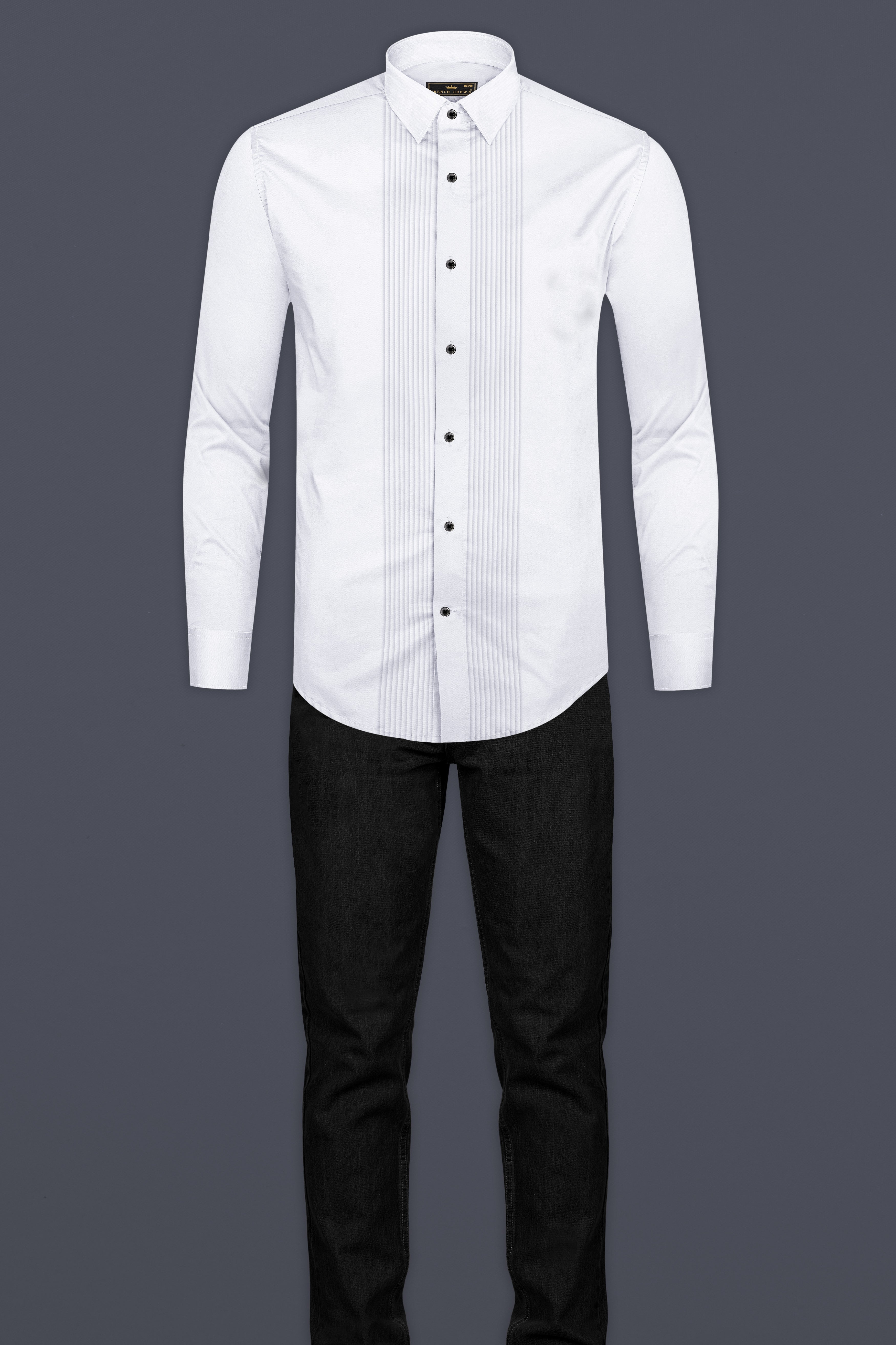 Bright White Subtle Sheen Tuxedo Super Soft Giza Cotton Shirt