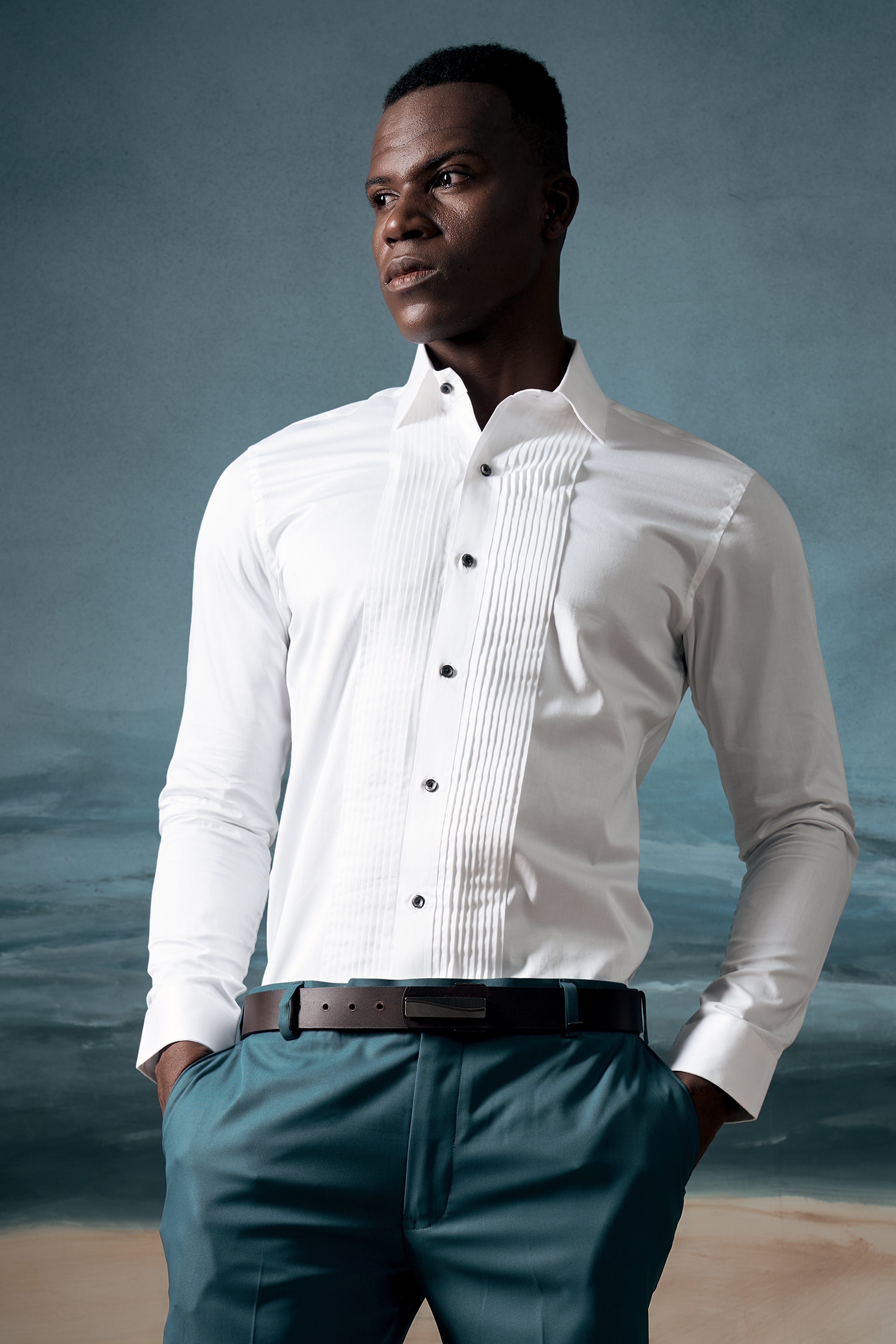 Bright White Subtle Sheen Tuxedo Super Soft Giza Cotton Shirt