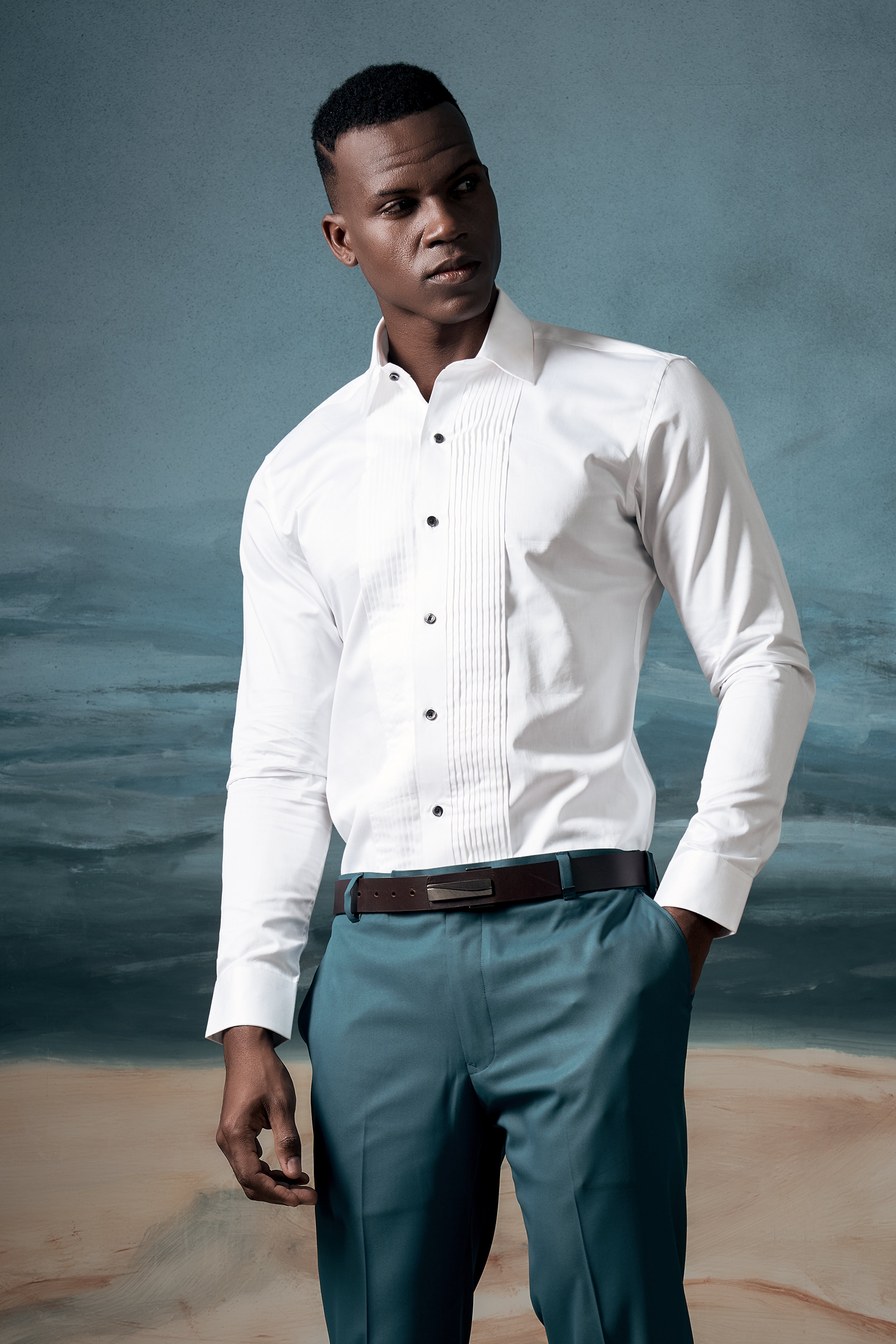 Bright White Subtle Sheen Tuxedo Super Soft Giza Cotton Shirt