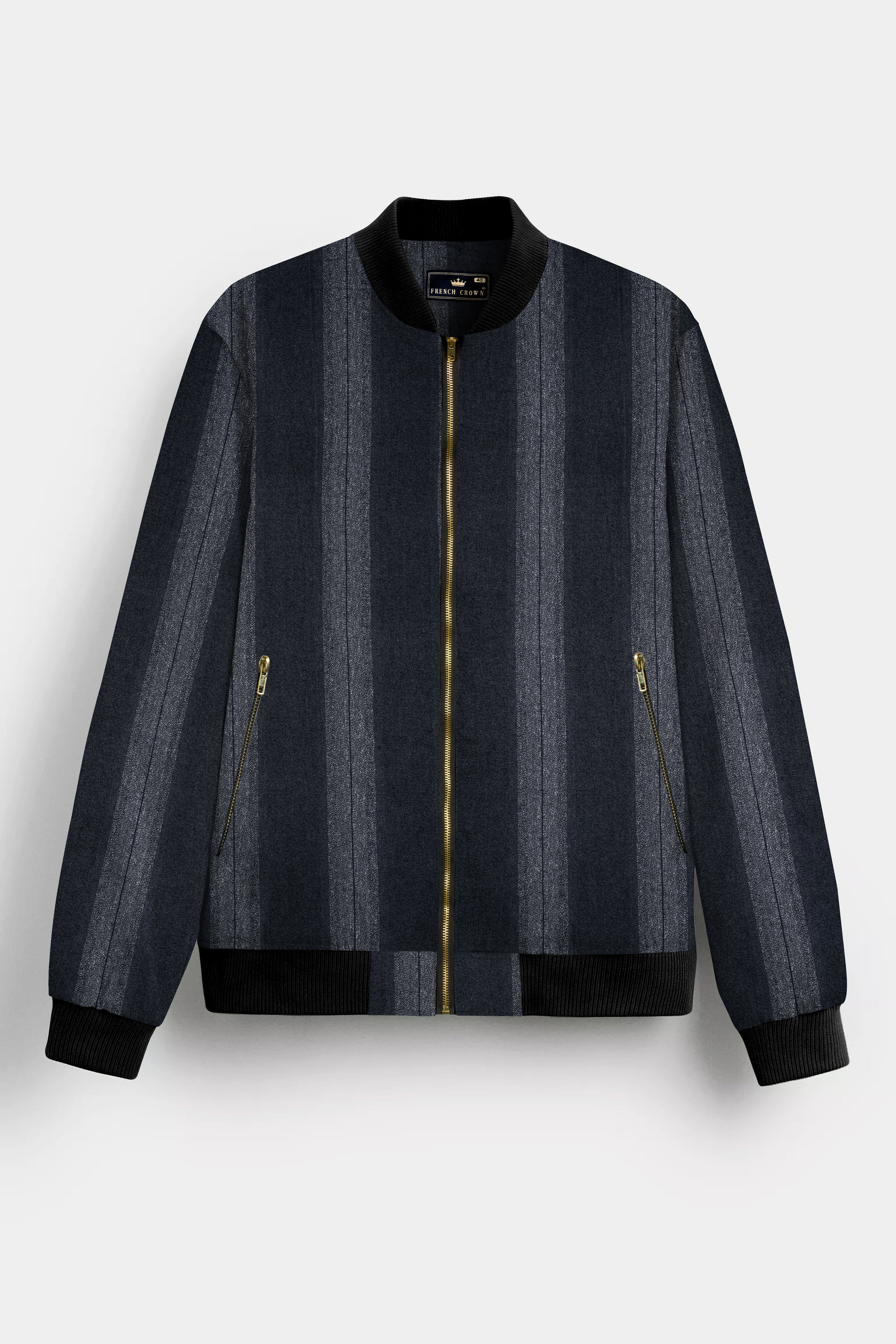 Minsk Purple Textured Premium Cotton Bomber Jacket