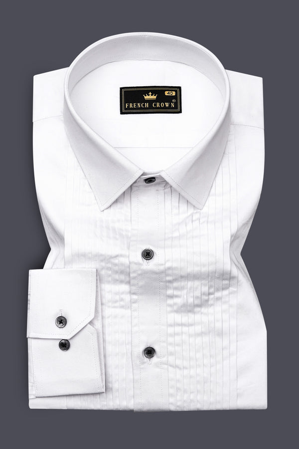 Bright White Subtle Sheen Tuxedo Super Soft Giza Cotton Shirt