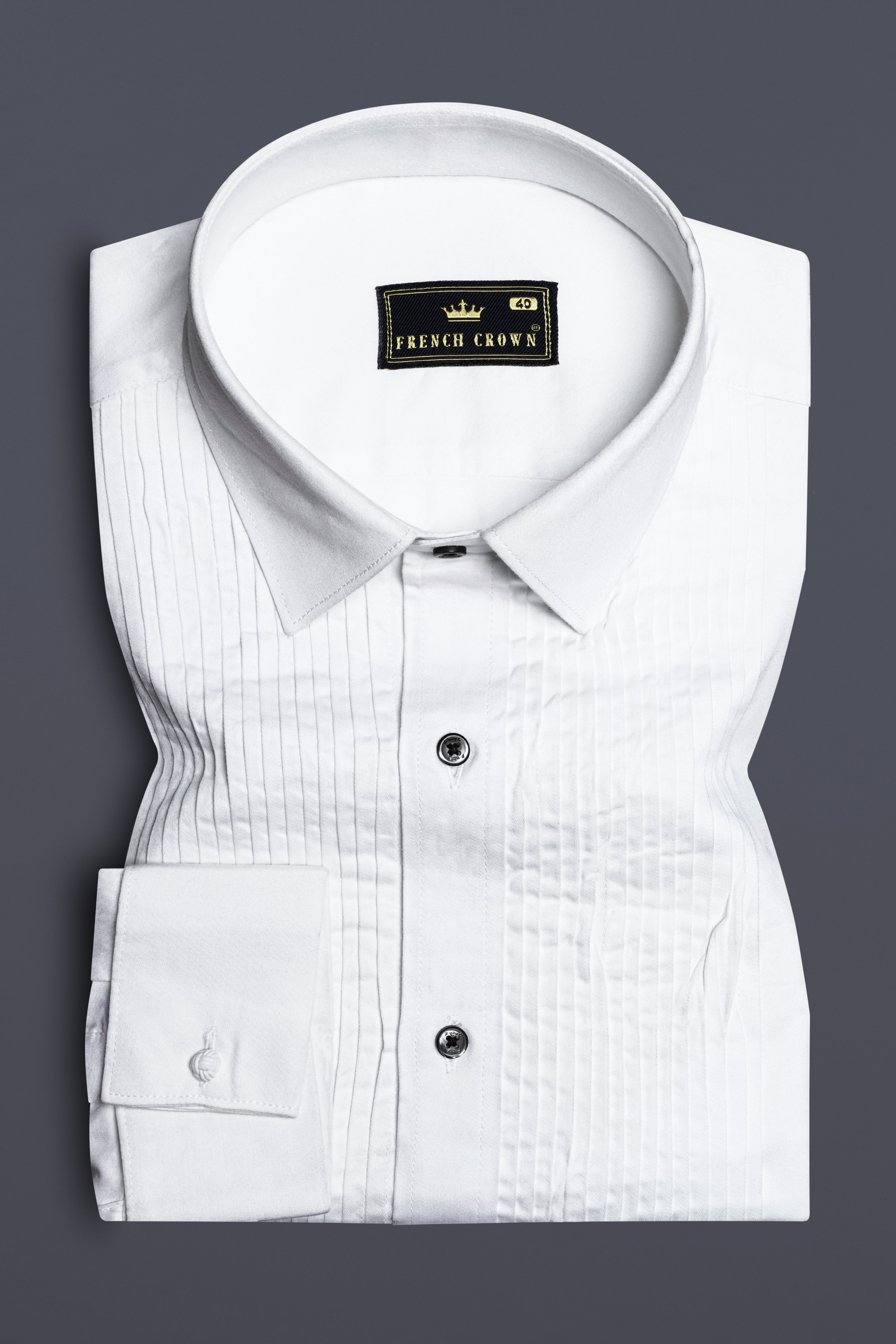 Bright White Subtle Sheen Tuxedo Super Soft Giza Cotton Tuxedo Shirt