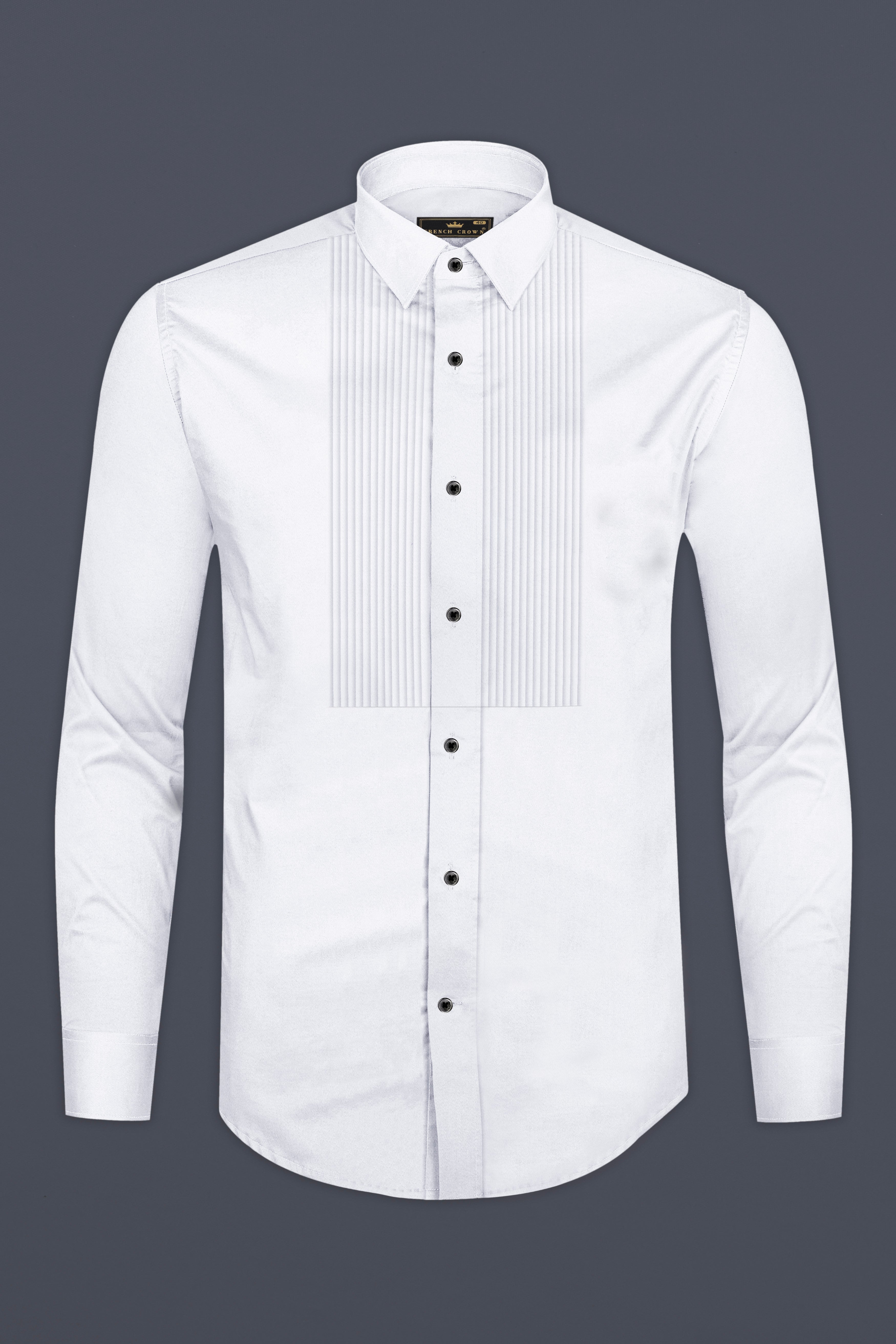 Bright White Subtle Sheen Tuxedo Super Soft Giza Cotton Tuxedo Shirt