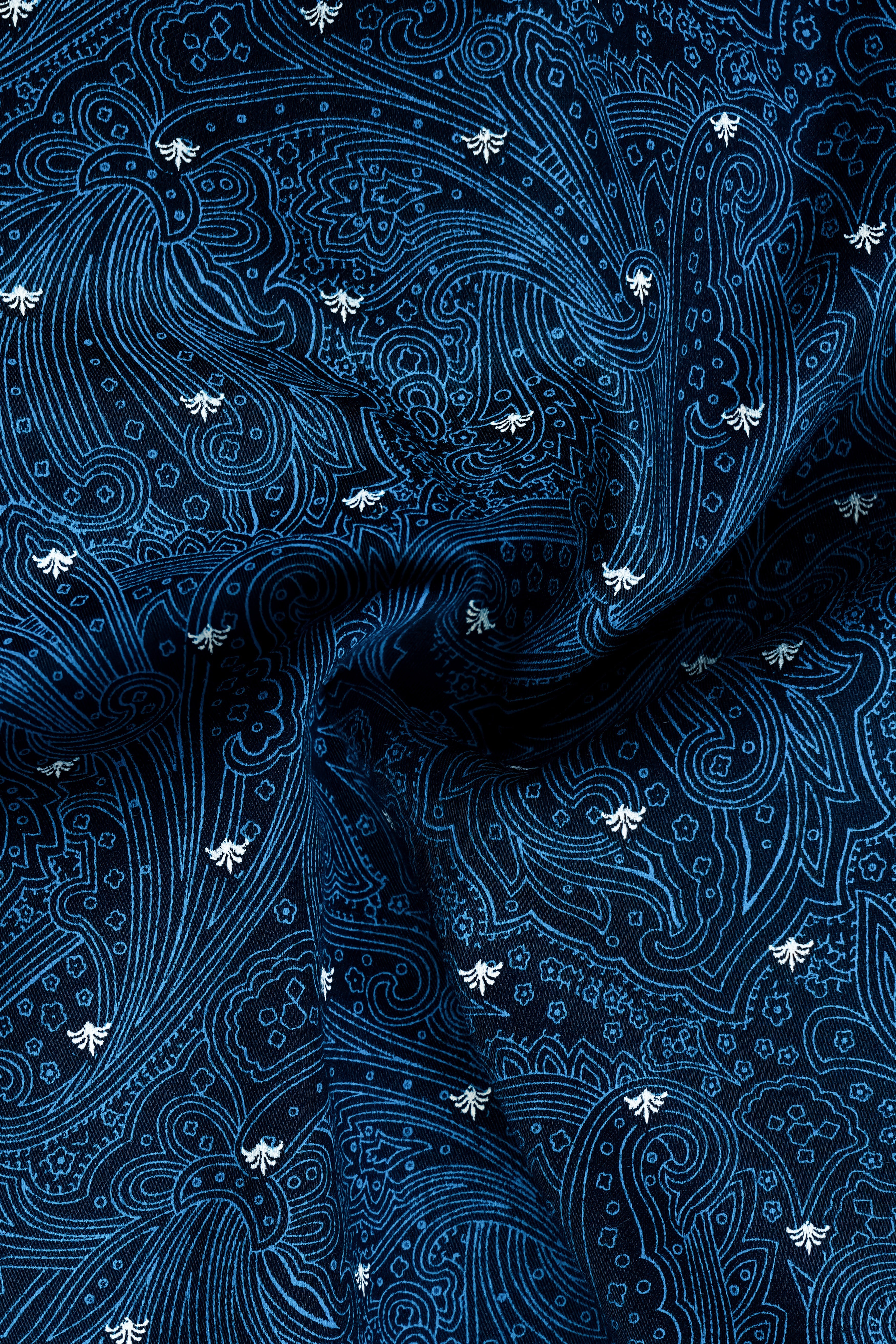 Tangaroa Blue Printed Subtle Sheen Super Soft Premium Cotton Shirt