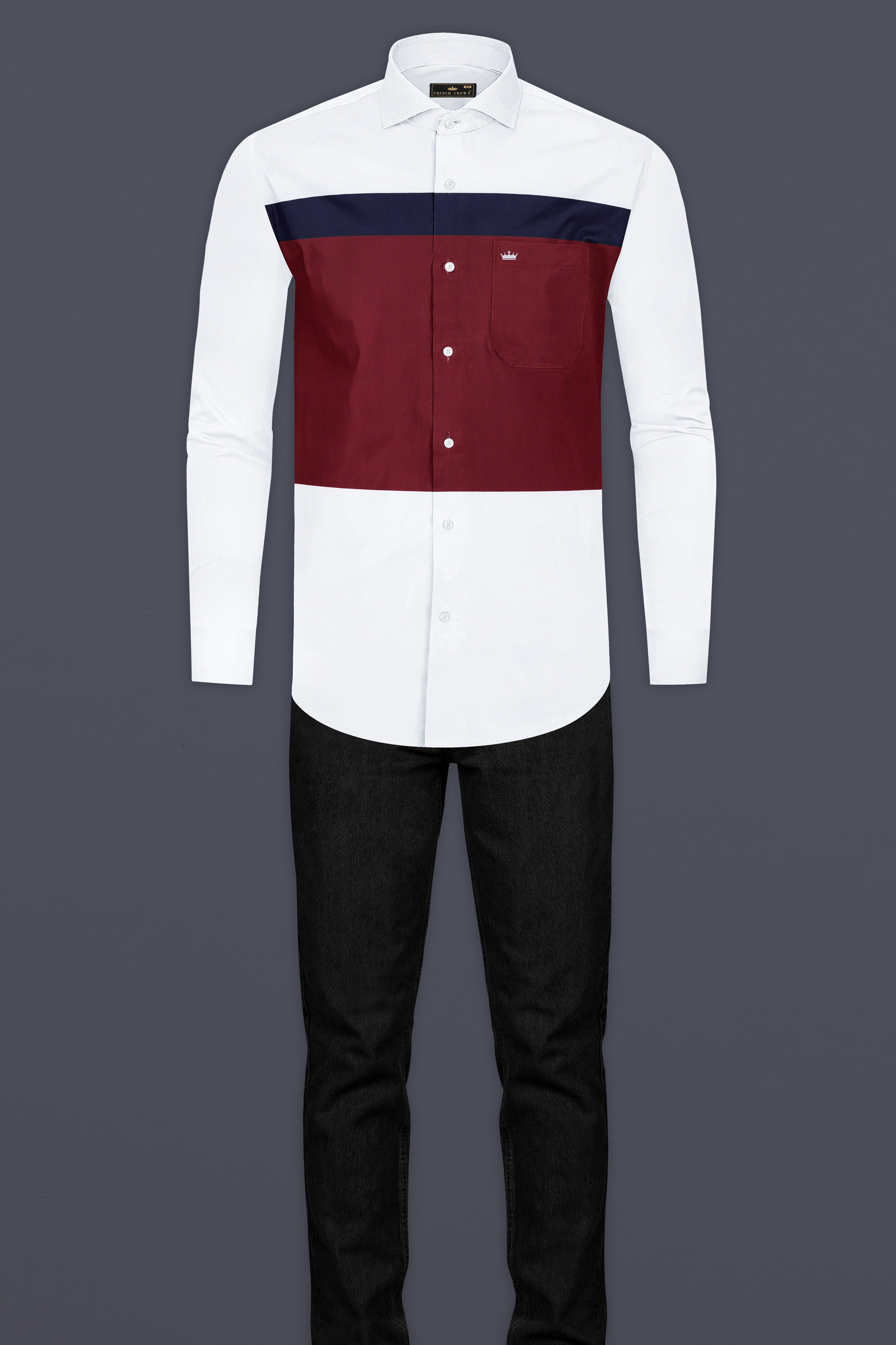 Bright White And Moccaccino Red Striped Oxford Premium Cotton Shirt