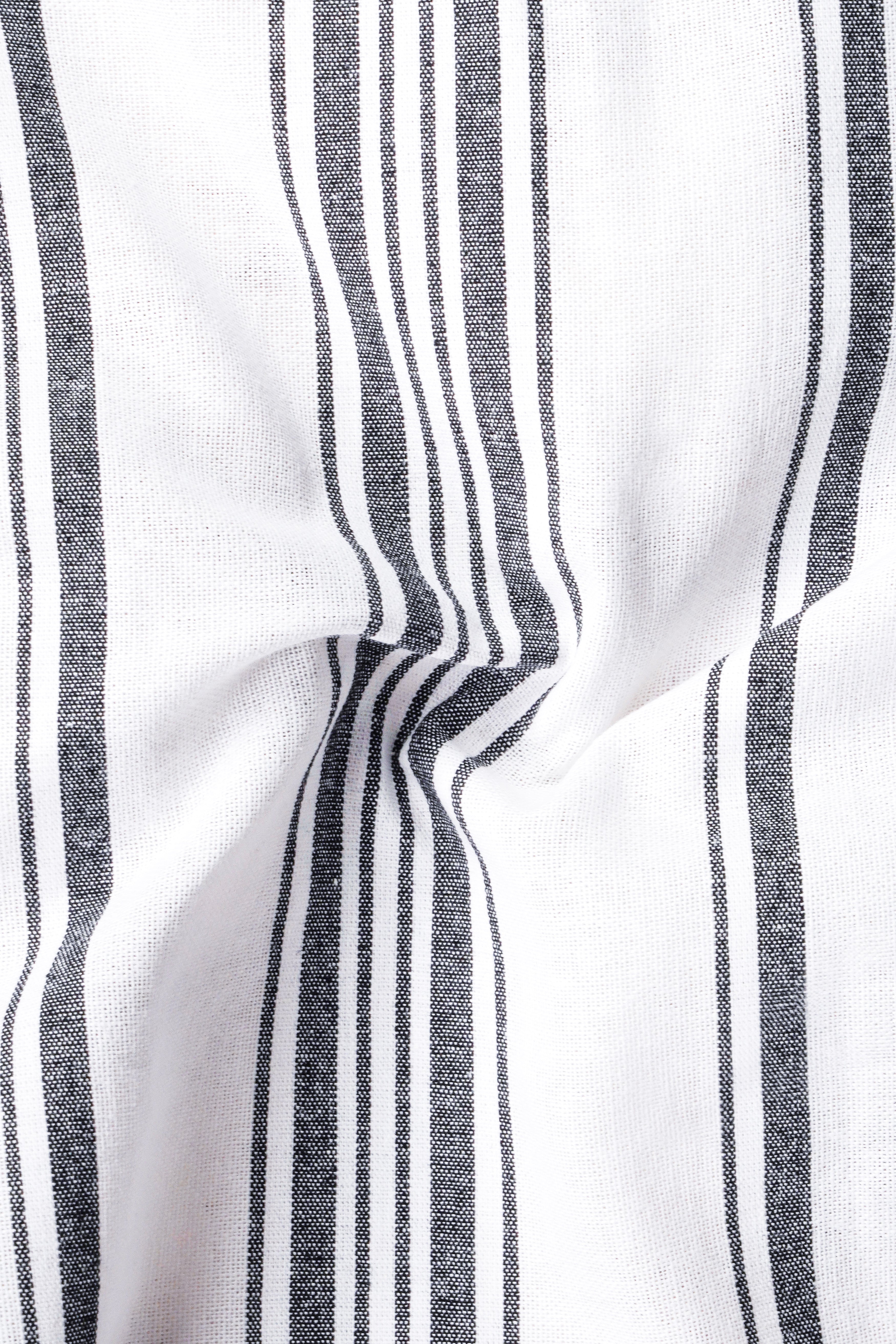 Bright White And Abbey Gray Striped Oxford Premium Cotton Kurta Shirt