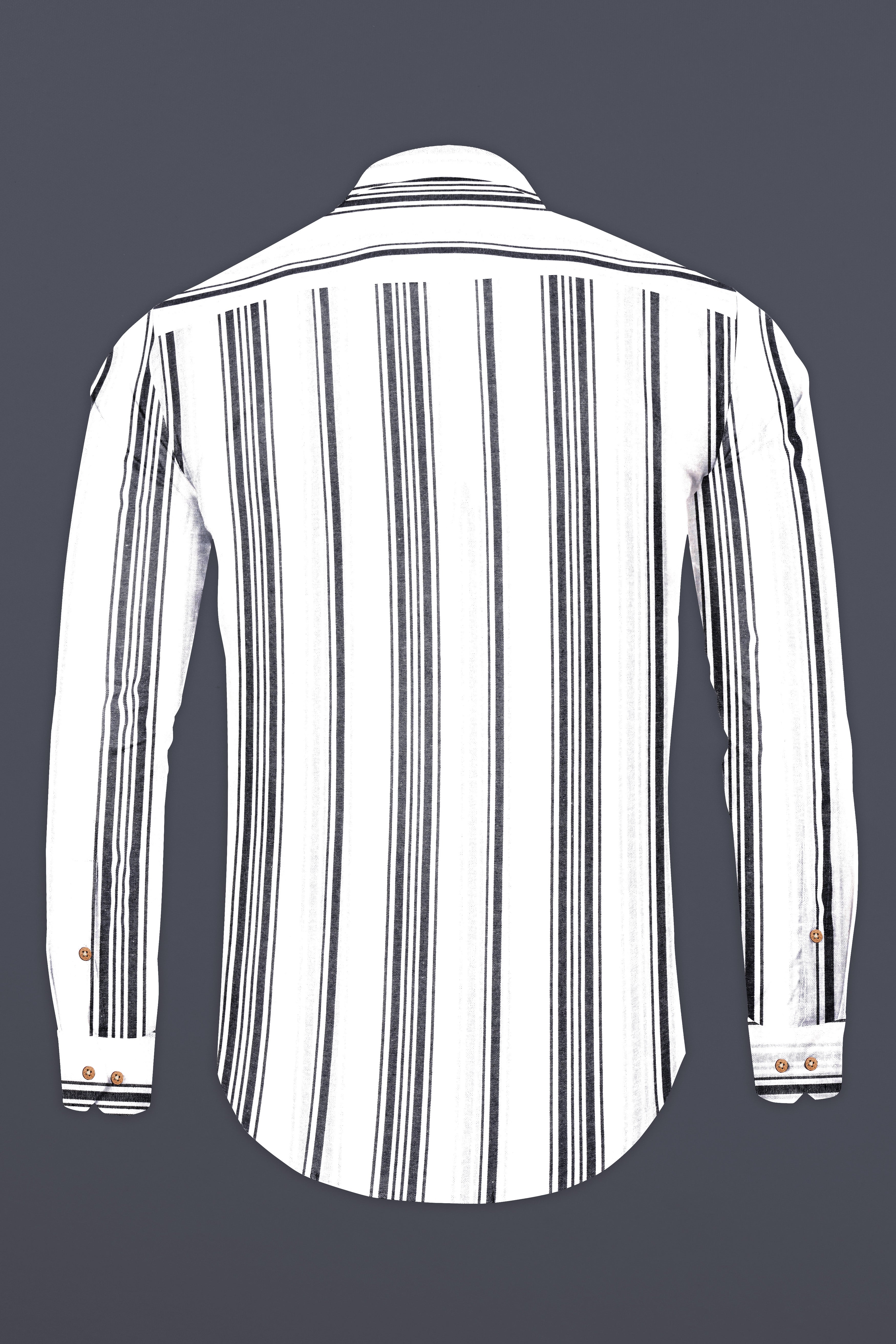 Bright White And Abbey Gray Striped Oxford Premium Cotton Kurta Shirt