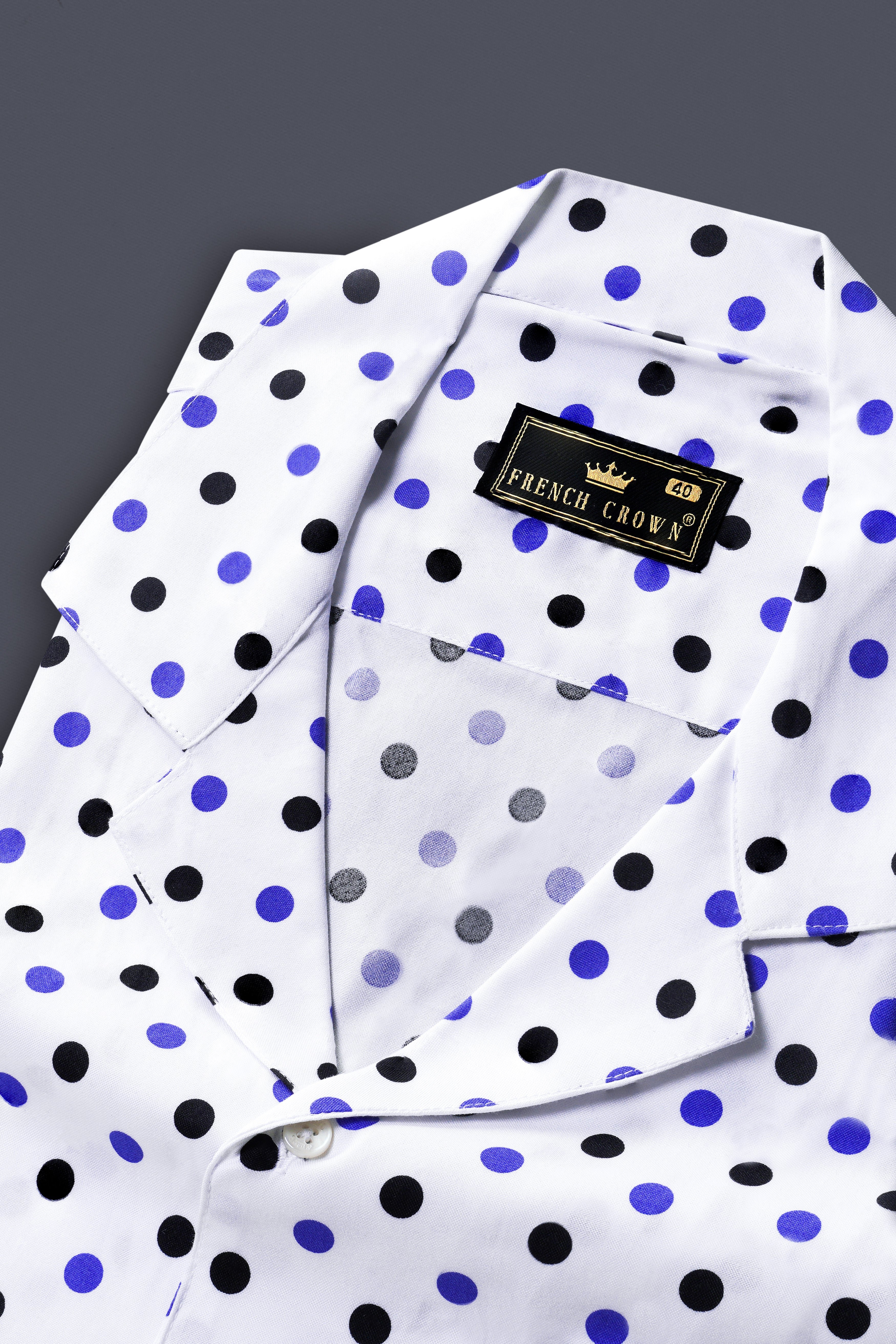 Bright White Polka Dot Printed Super Soft Premium Cotton Shirt