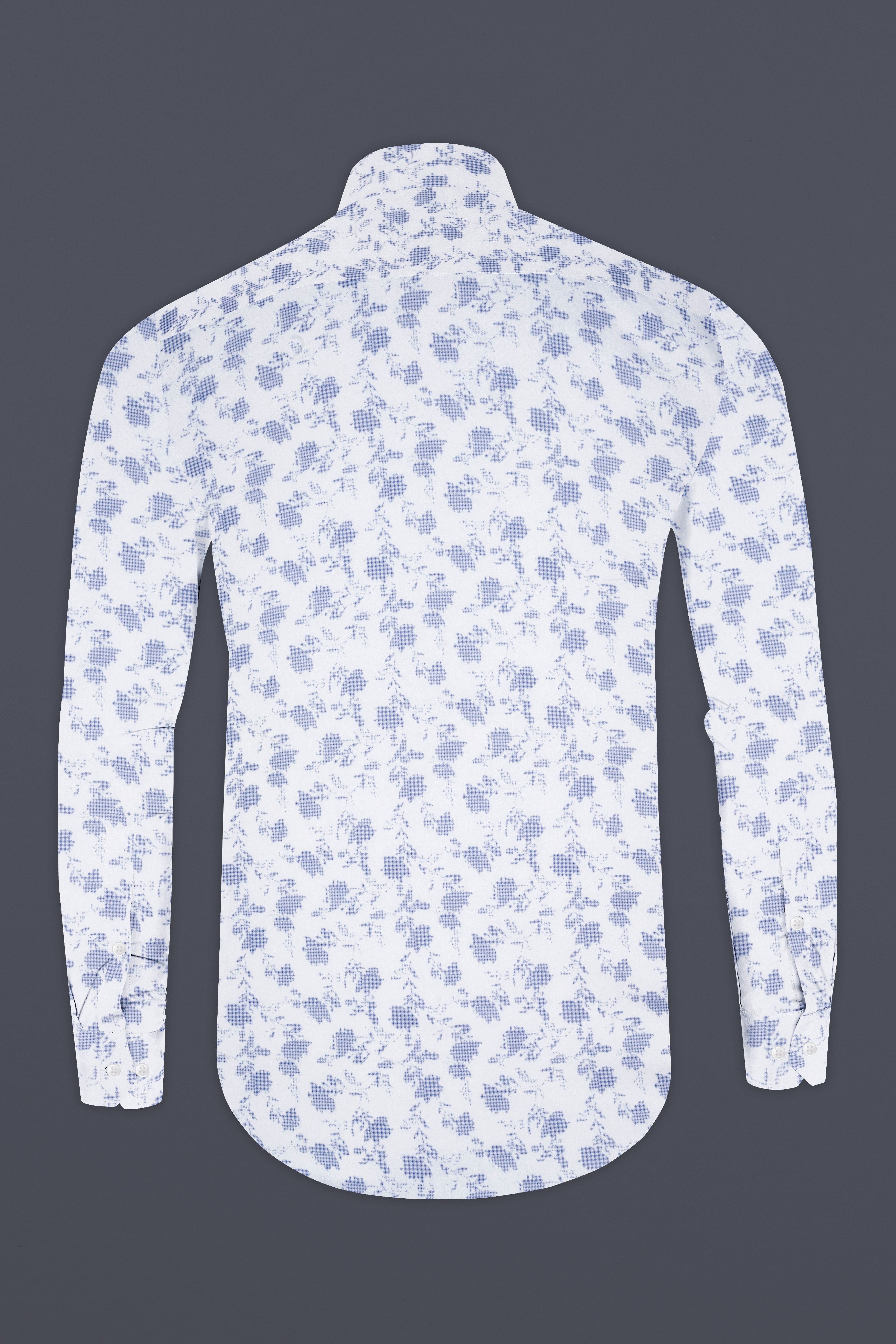 Bright White And Twilight Blue Printed Subtle Sheen Super Soft Premium Cotton Shirt