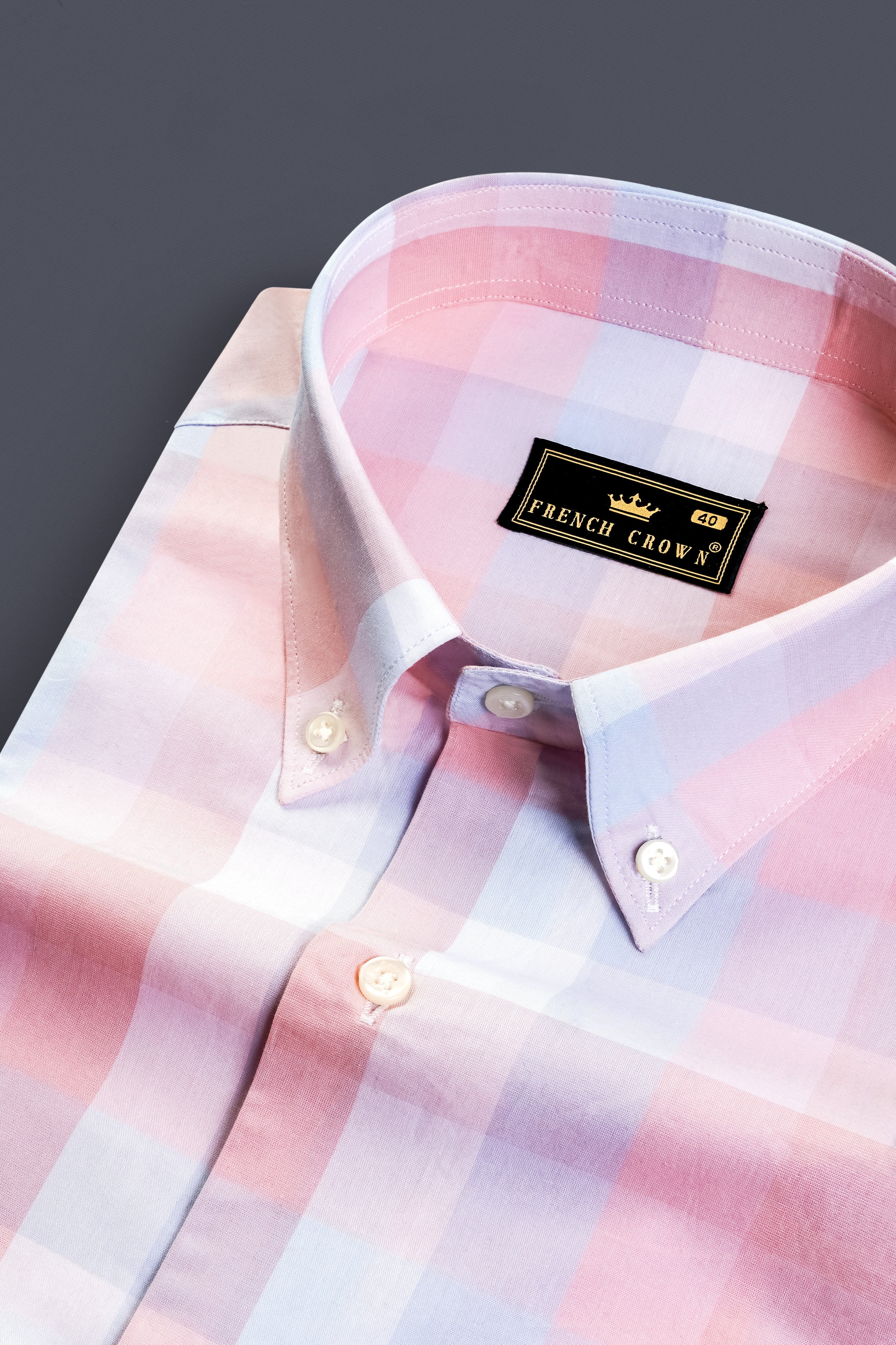 Azalea Pink And Mischka Purple Checks Premium Giza Cotton Shirt