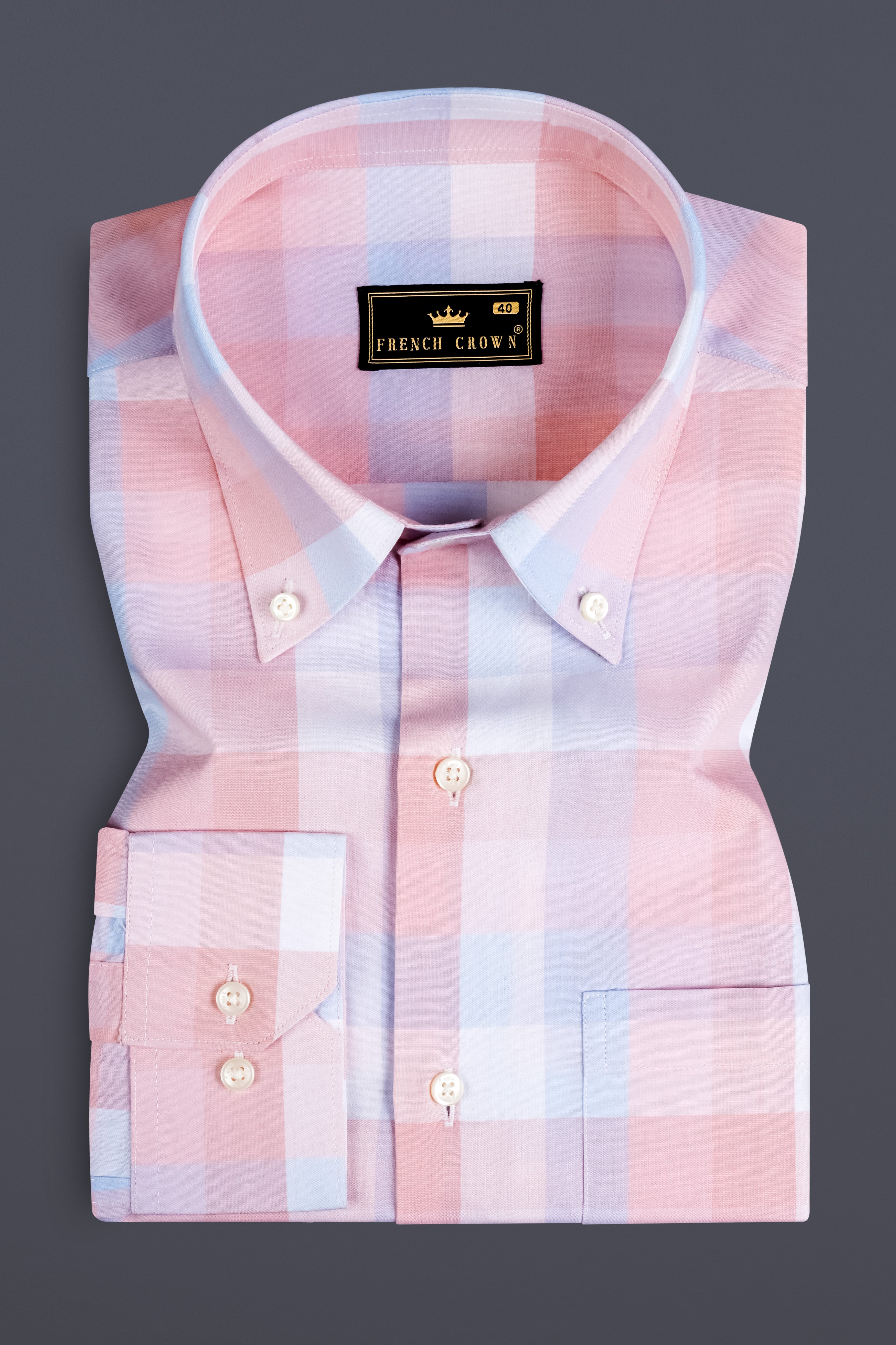 Azalea Pink And Mischka Purple Checks Premium Giza Cotton Shirt