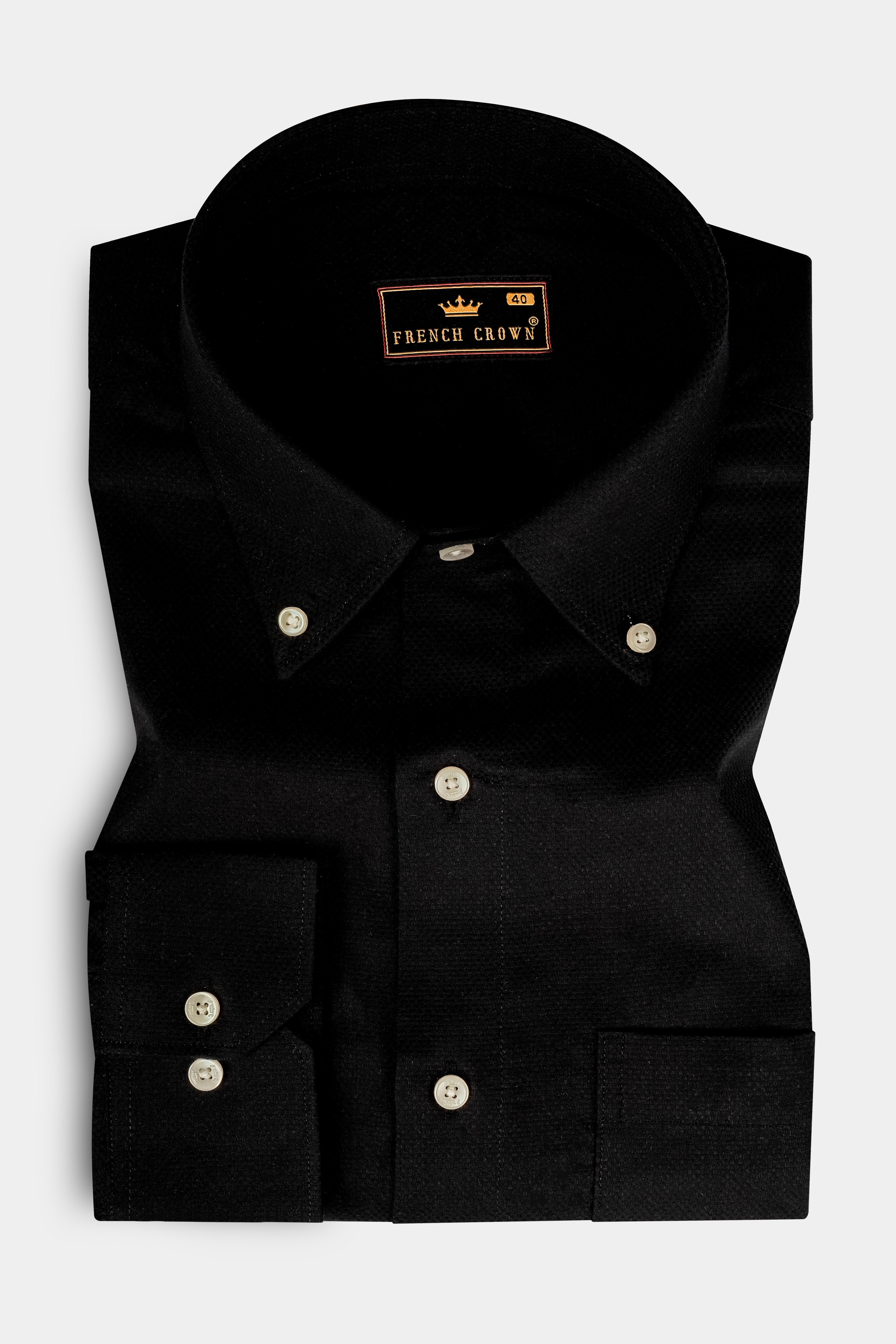 Jade Black Dobby Textured Premium Giza Cotton Button Down Shirt