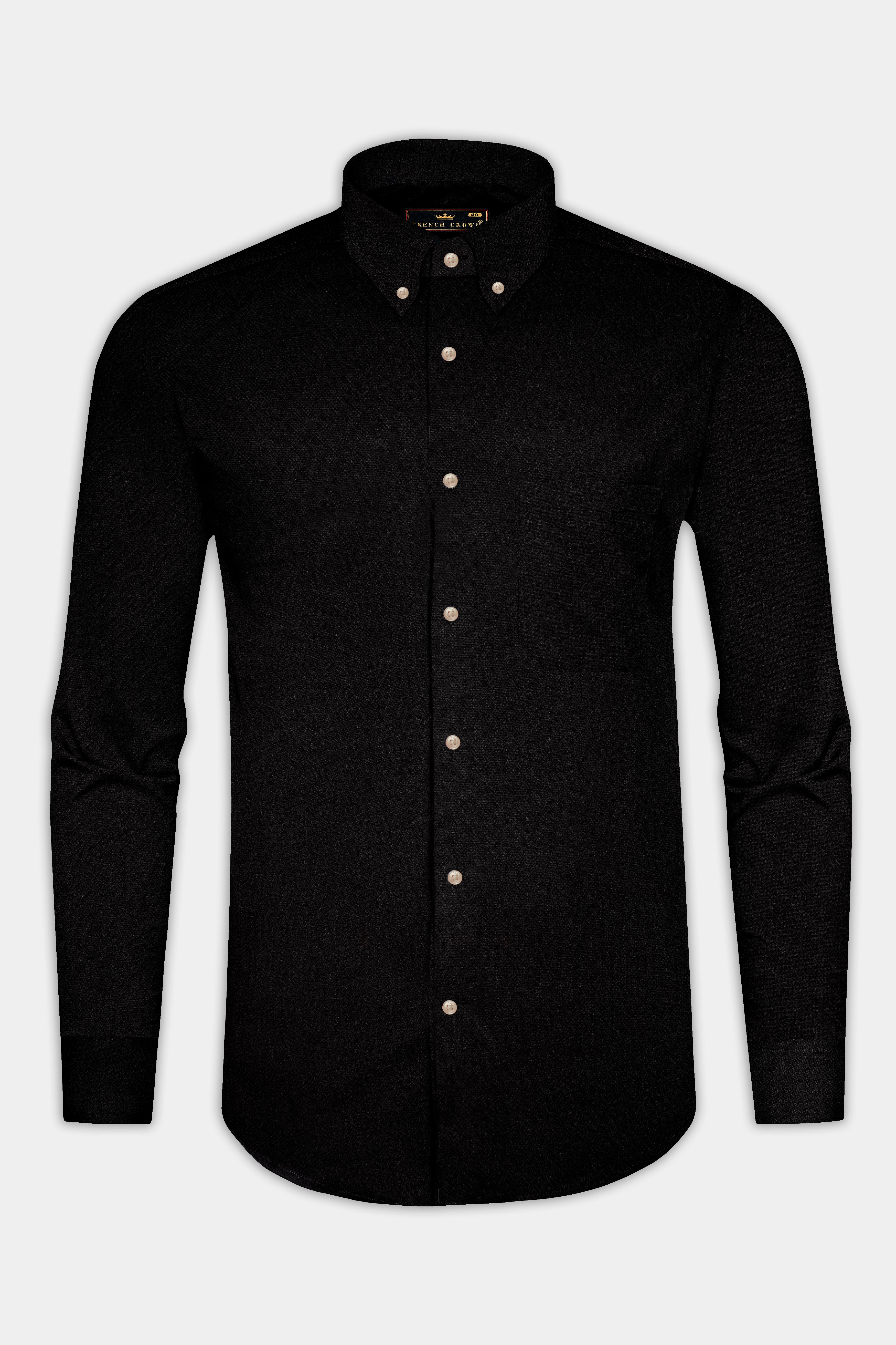 Jade Black Dobby Textured Premium Giza Cotton Button Down Shirt